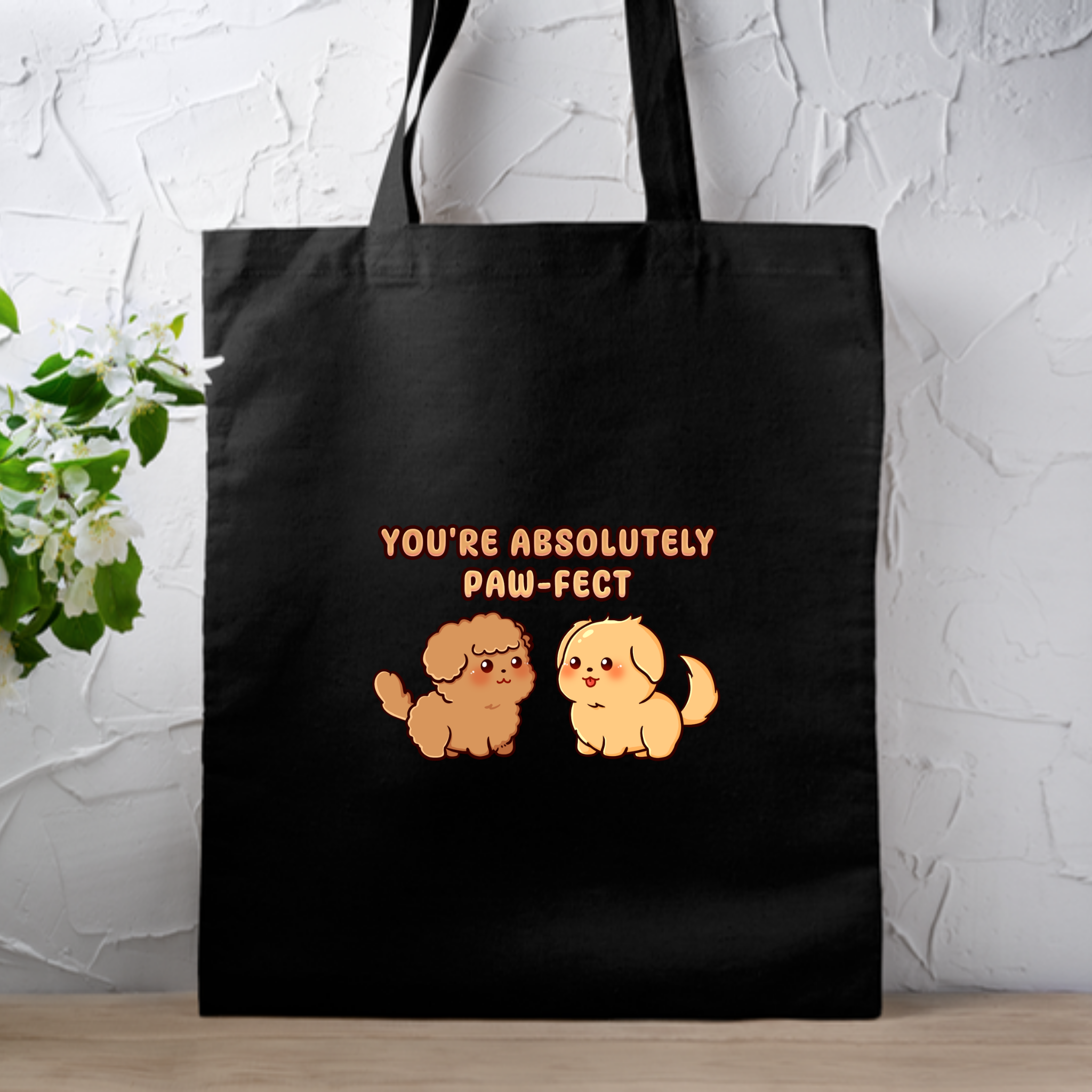 You're Absolutely Paw-Fect Dog Couple - Poodle & Golden Retriever Tote Bag