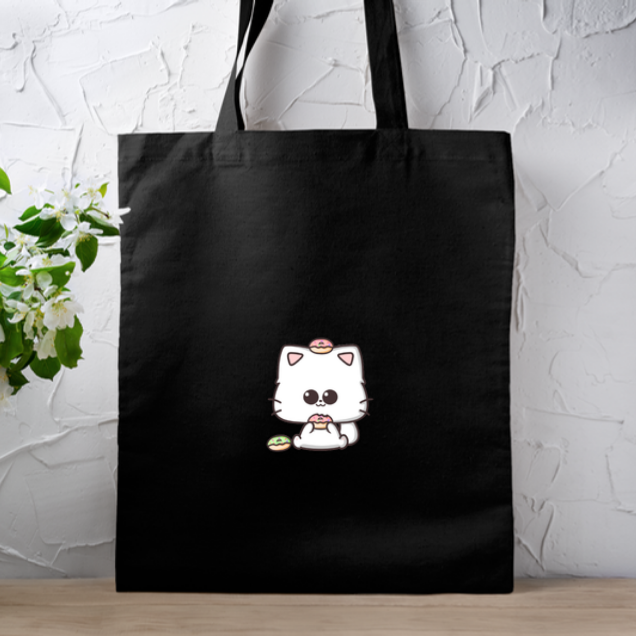 Kitten Eating Donuts Tote Bag