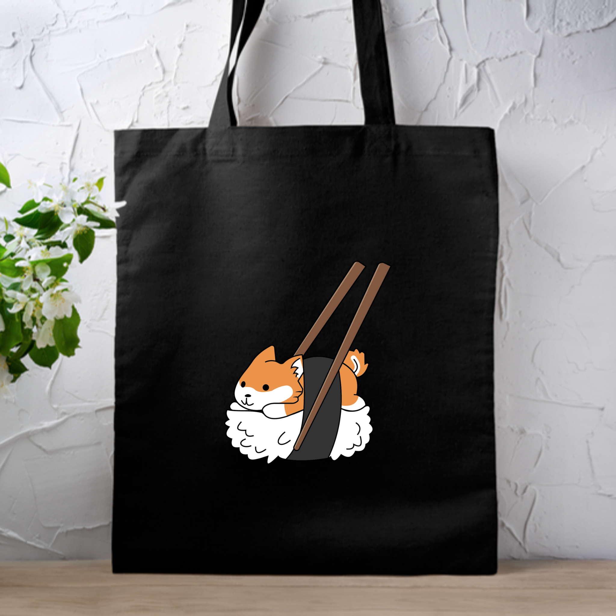 Shiba Inu Sushi with Chopsticks Tote Bag