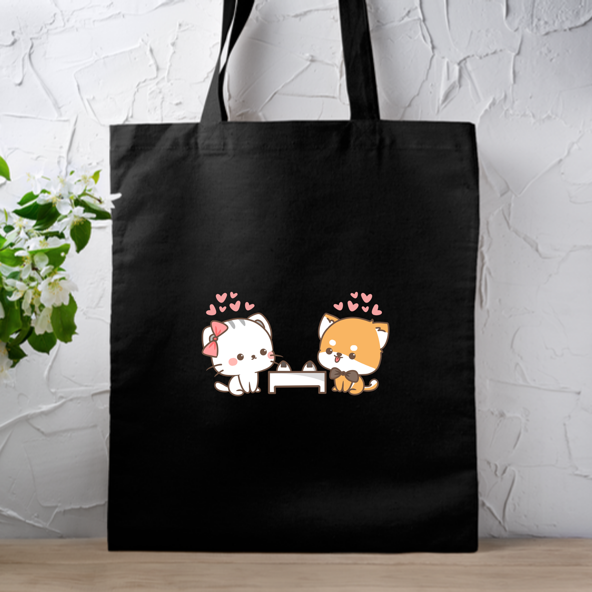 Cat and Dog Sushi Date Tote Bag