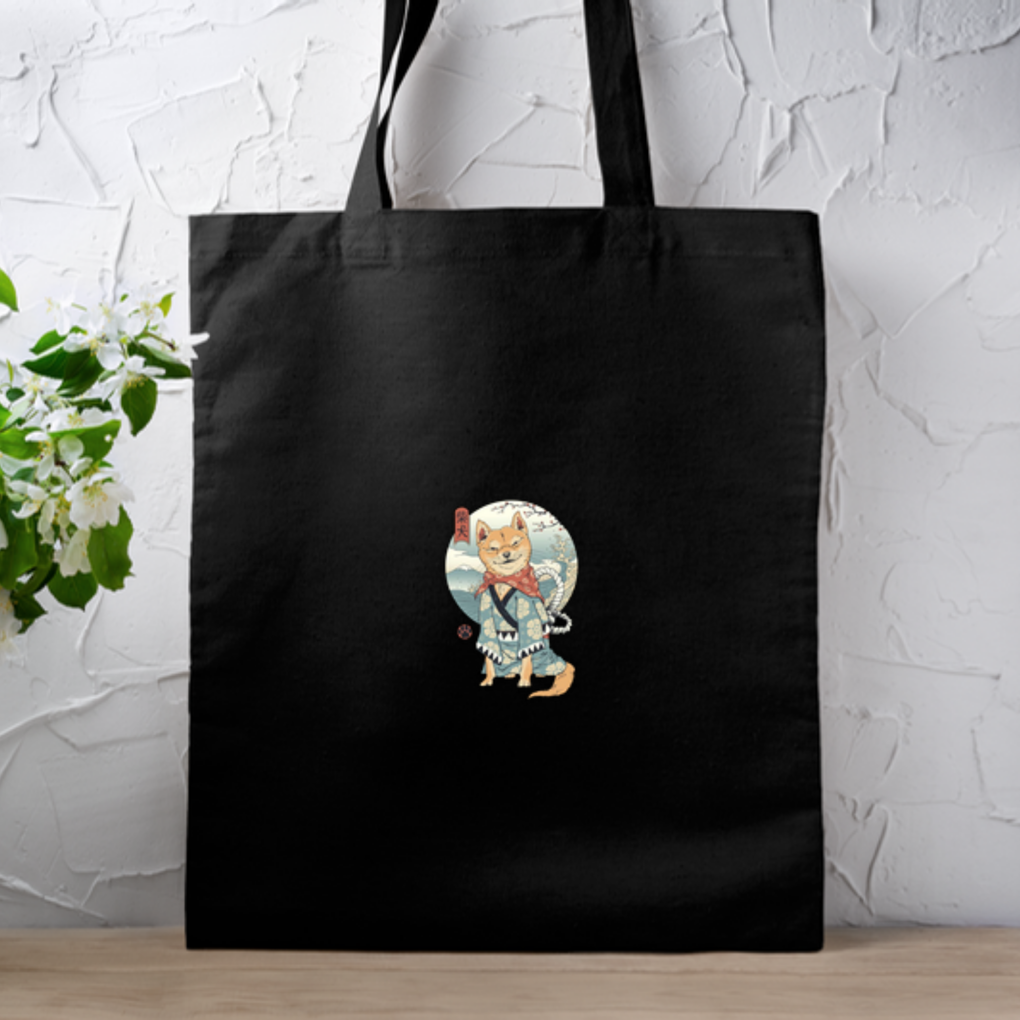 Japanese Samurai Shiba Inu Tote Bag