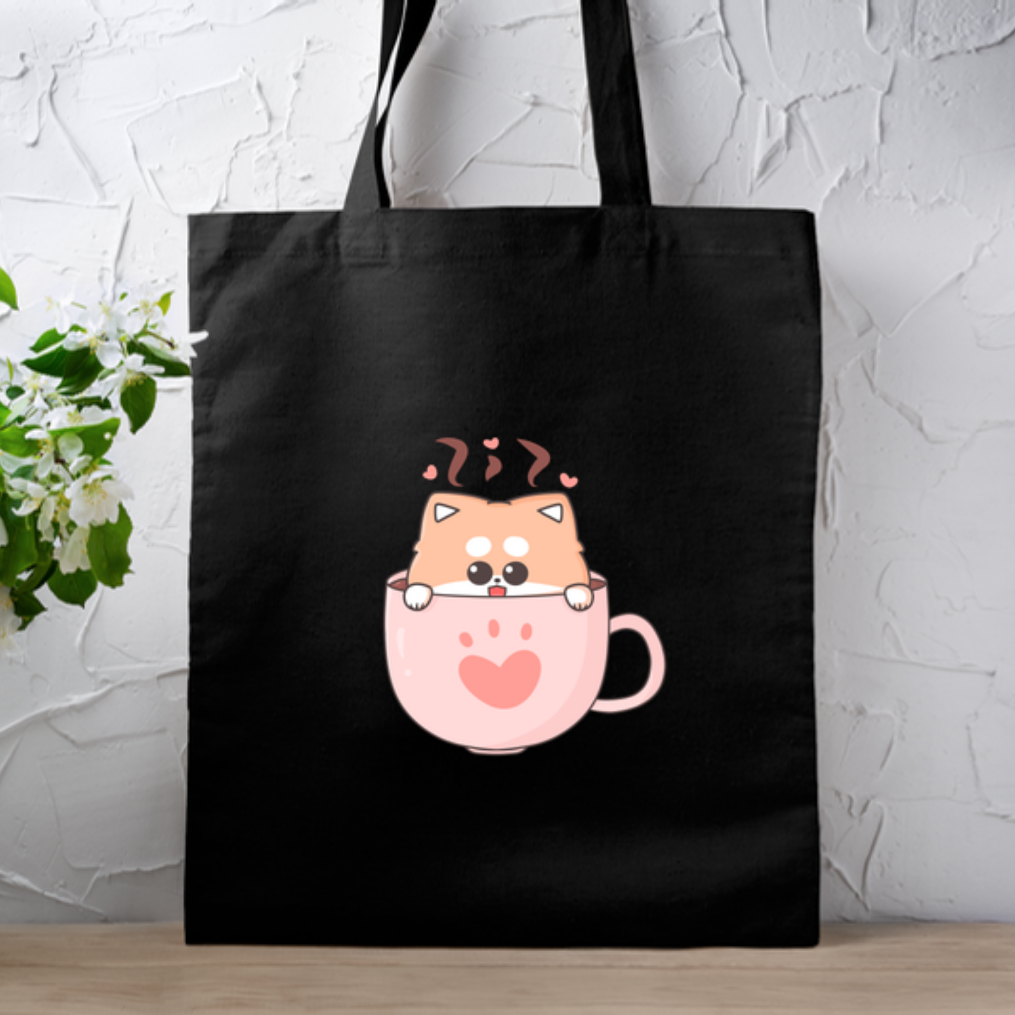Puppy in a Teacup Tote Bag