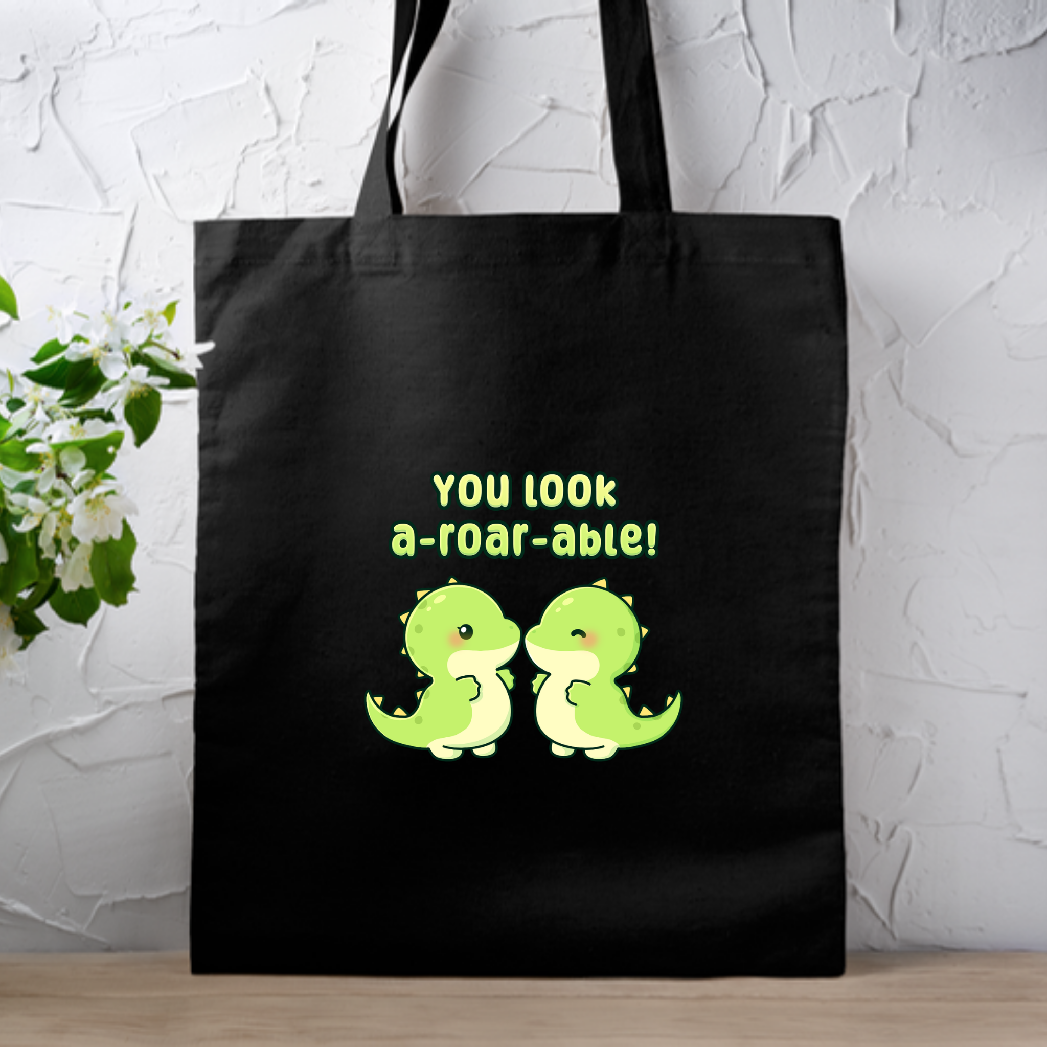 You Look A-Roar-Able! Dinosaur Couple Tote Bag