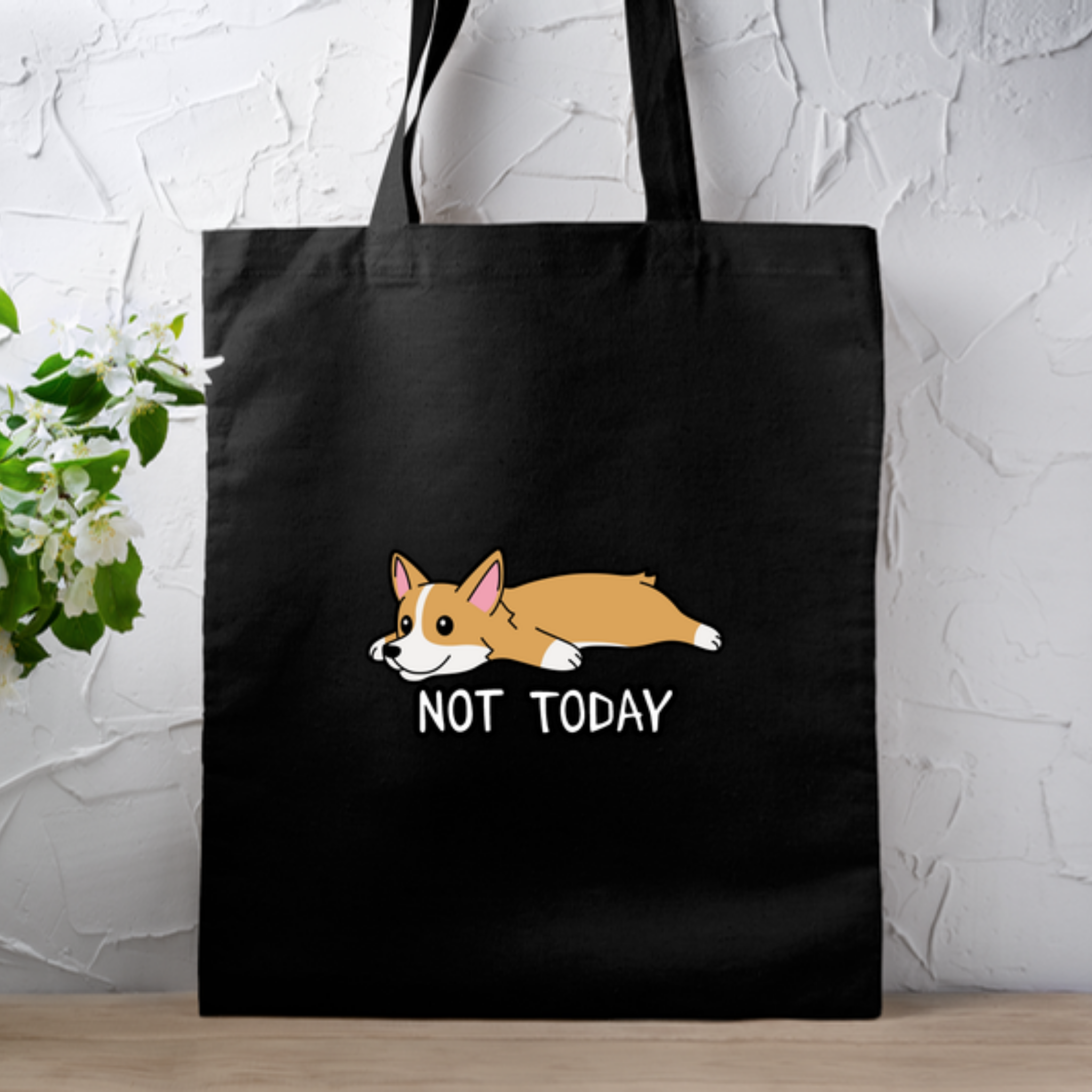 Not Today Resting Corgi Tote Bag