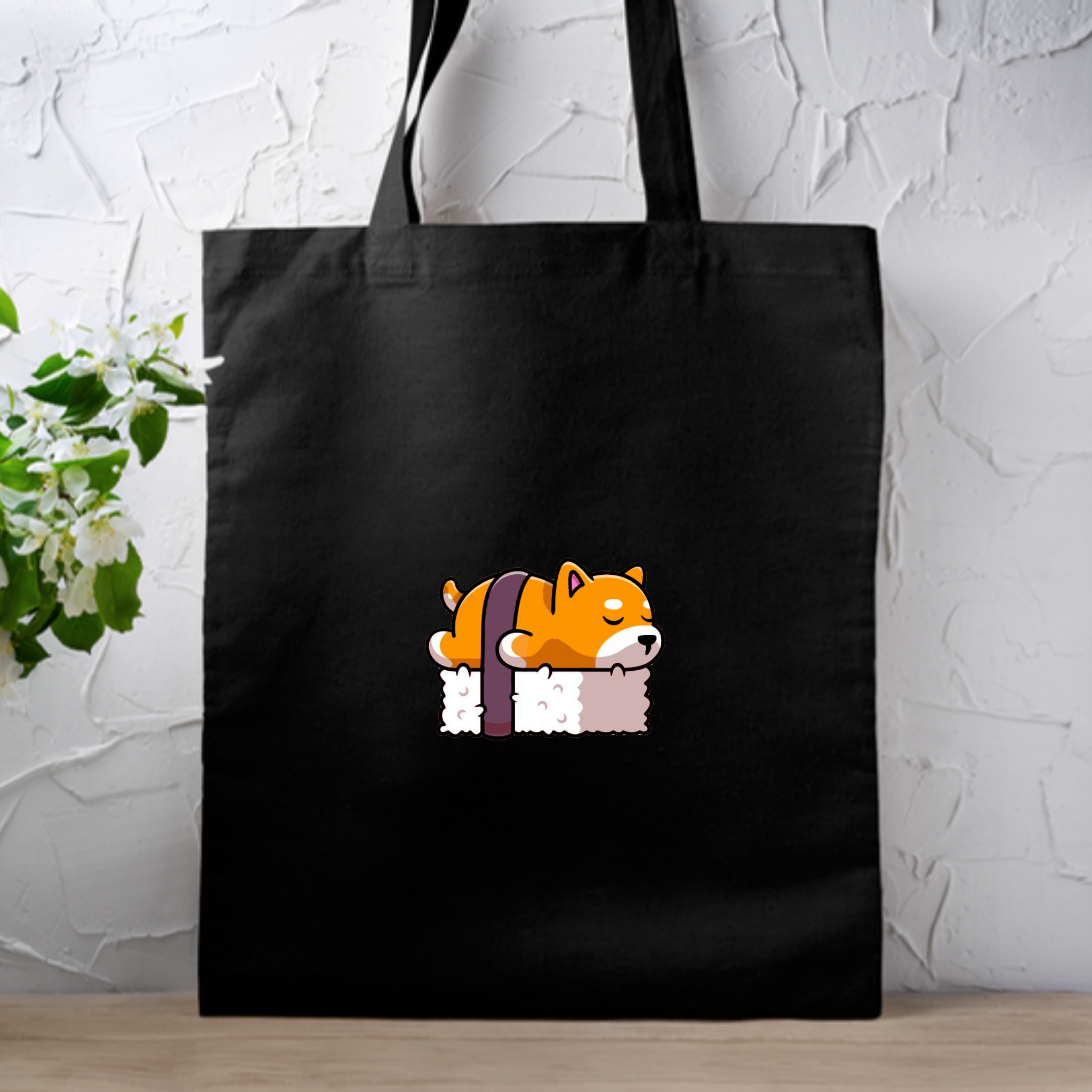 Dog Sleeping on Sushi Tote Bag