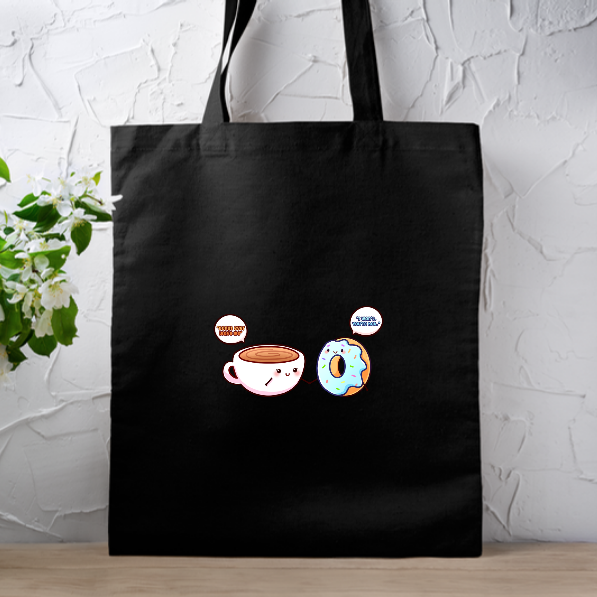 Donut Ever Leave Me Coffee and Donut Couple Tote Bag