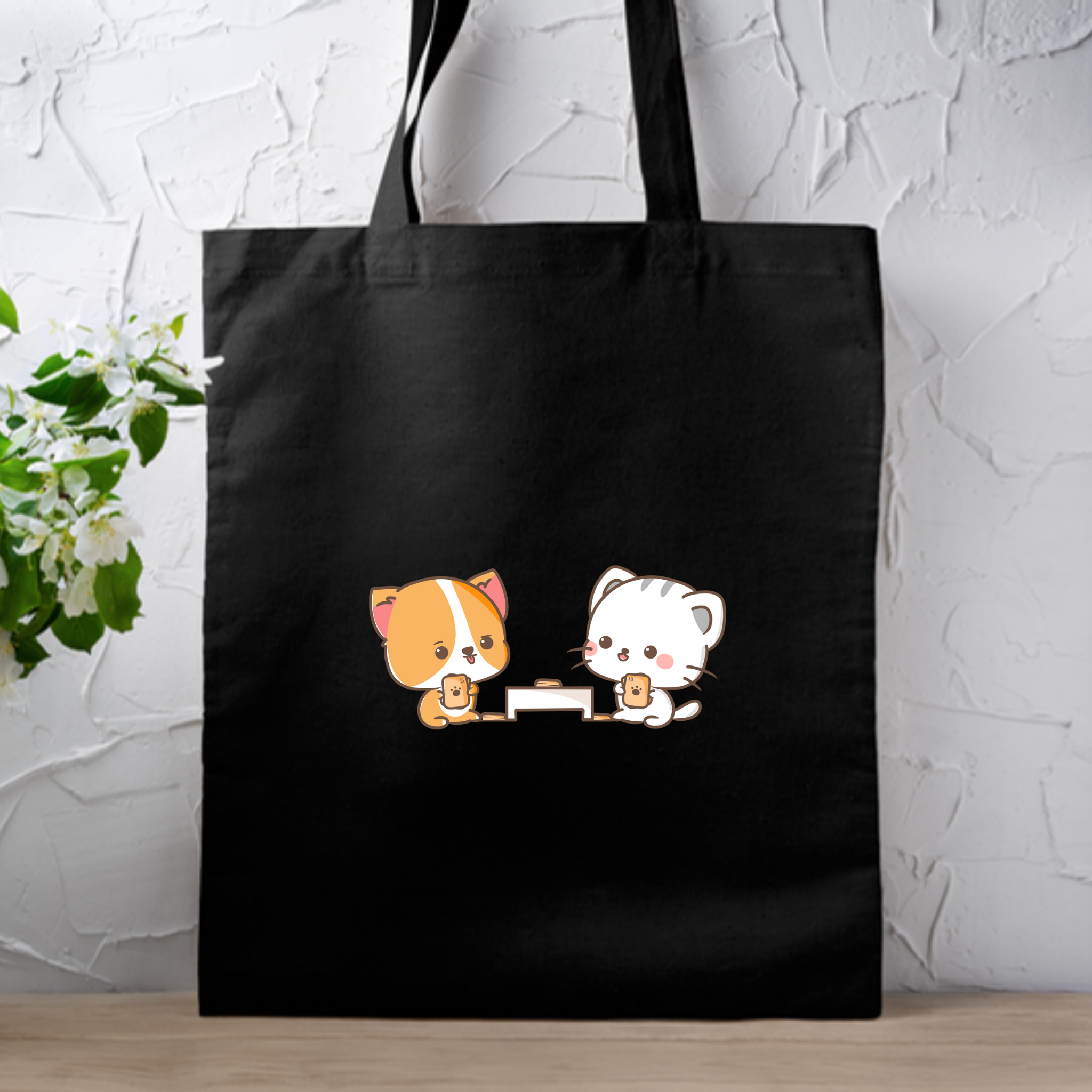 Cat and Dog Playing Cards Tote Bag