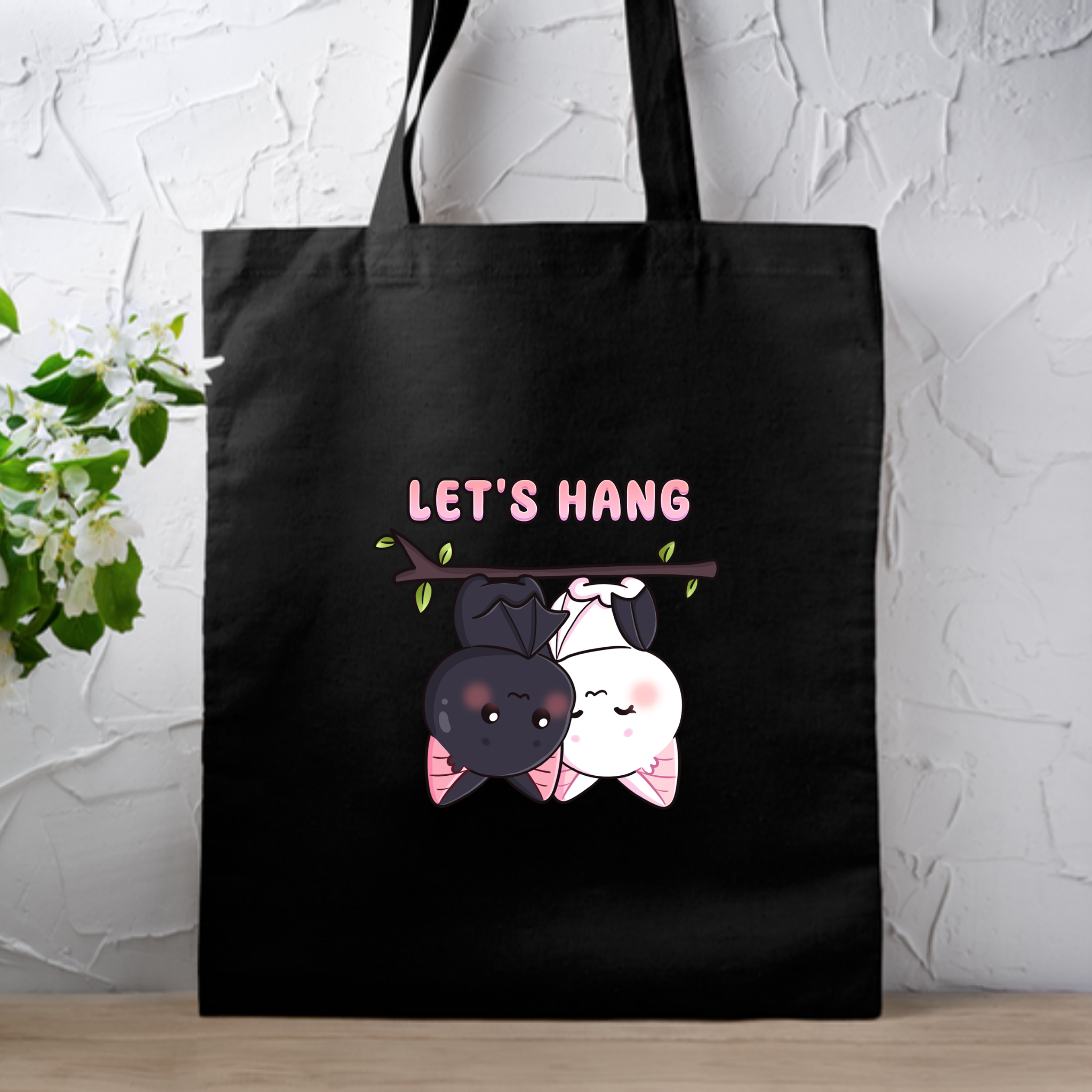 Let's Hang Bat Couple Tote Bag