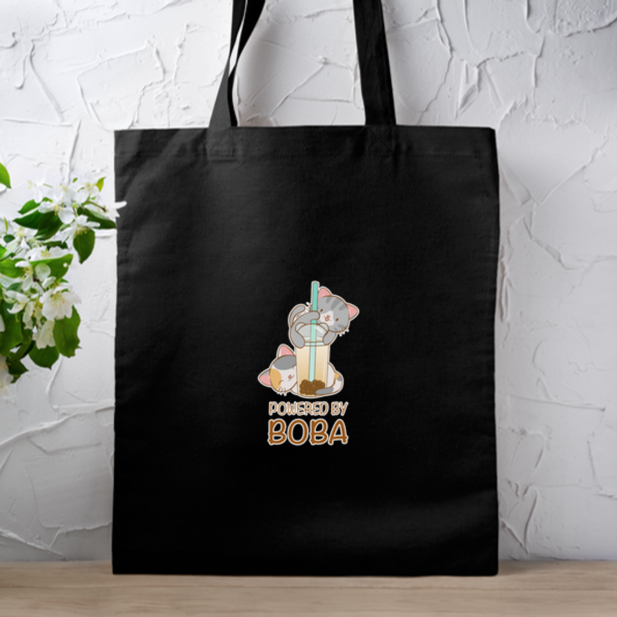 Powered by Boba Kittens Tote Bag