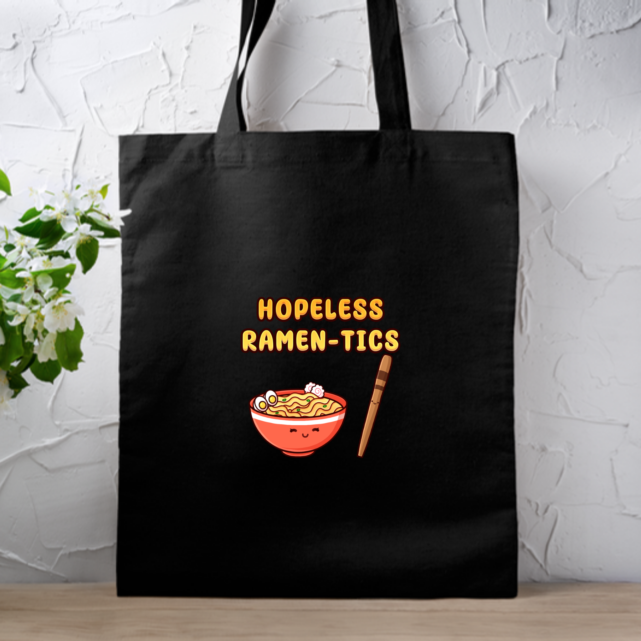 Hopeless Ramen-tics Ramen and Chopstick Couple Tote Bag