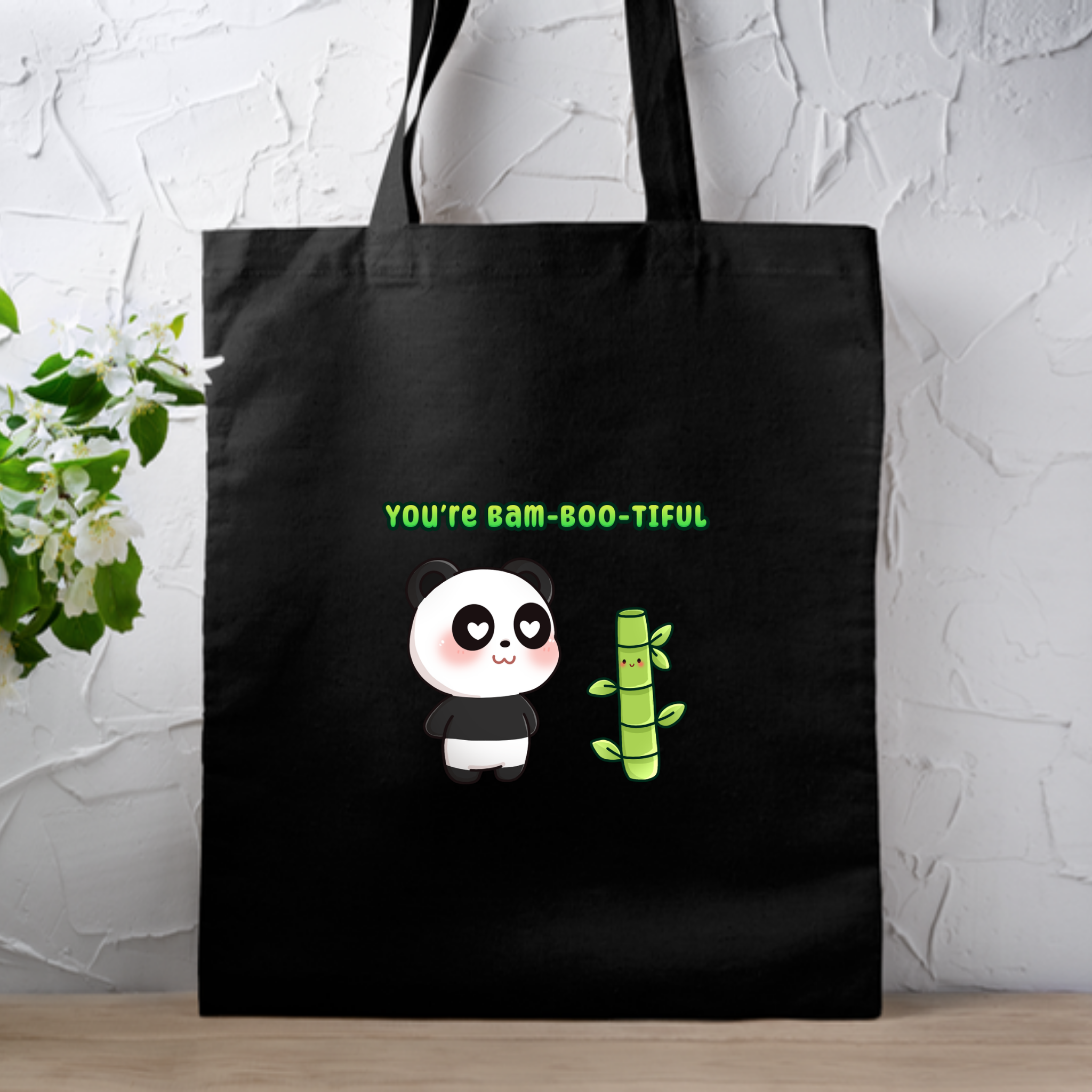 You're Bam-Boo-Tiful Panda and Bamboo Couple Tote Bag