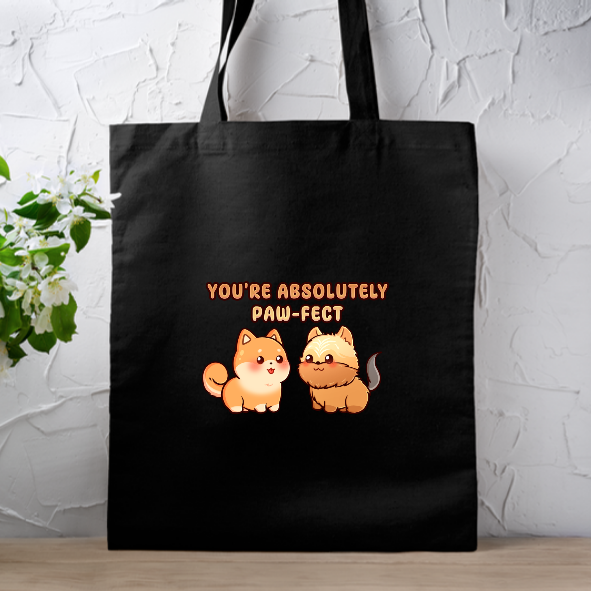 You're Absolutely Paw-fect Dog Couple - Shiba Inu & Yorkshire Terrier Tote Bag