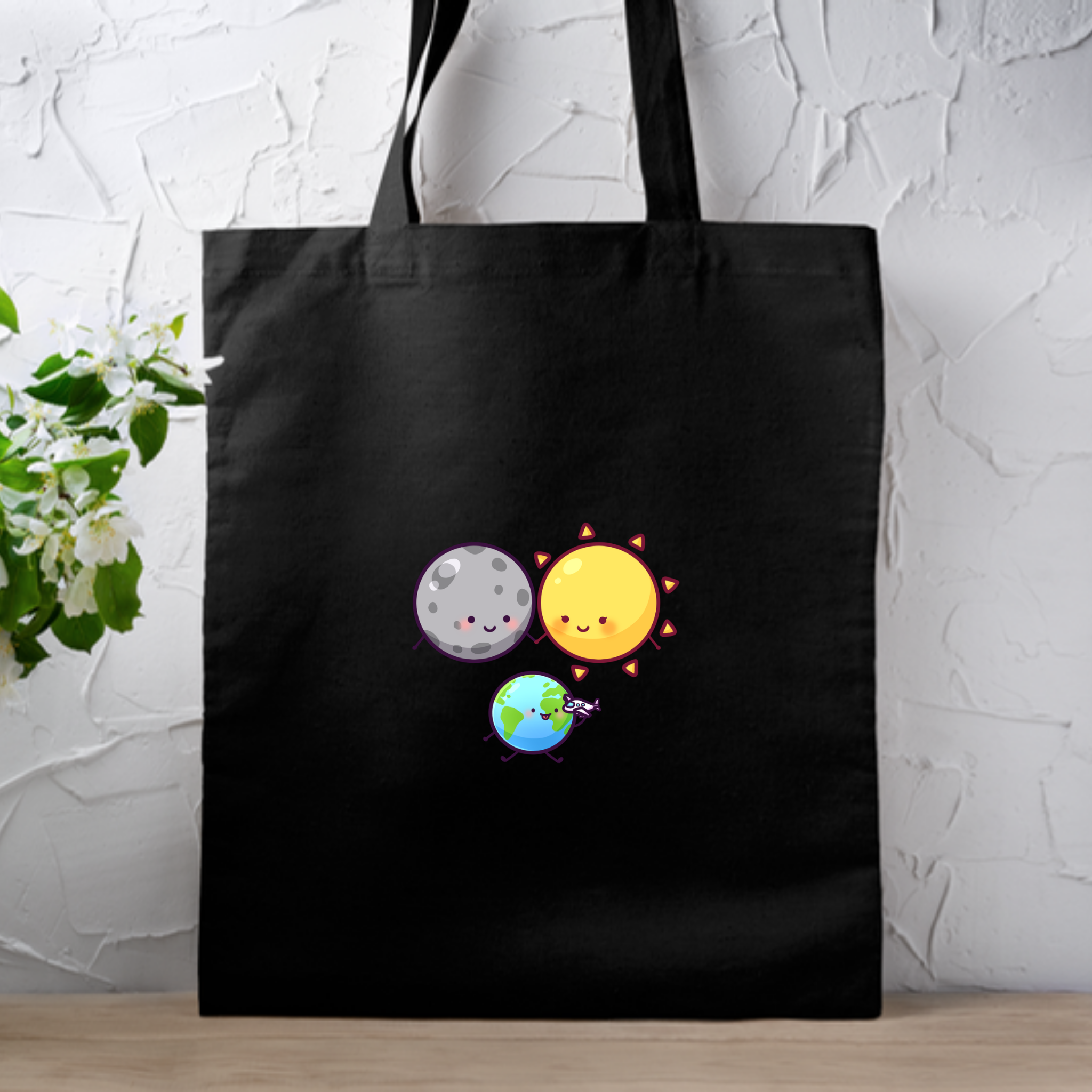Sun Moon and Earth Family Tote Bag