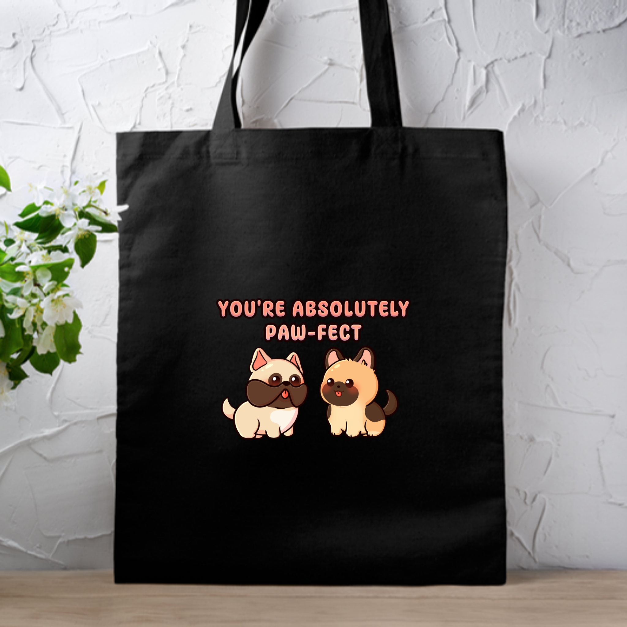 You're Absolutely Paw-fect Dog Couple - French Bulldog & German Shephard Tote Bag