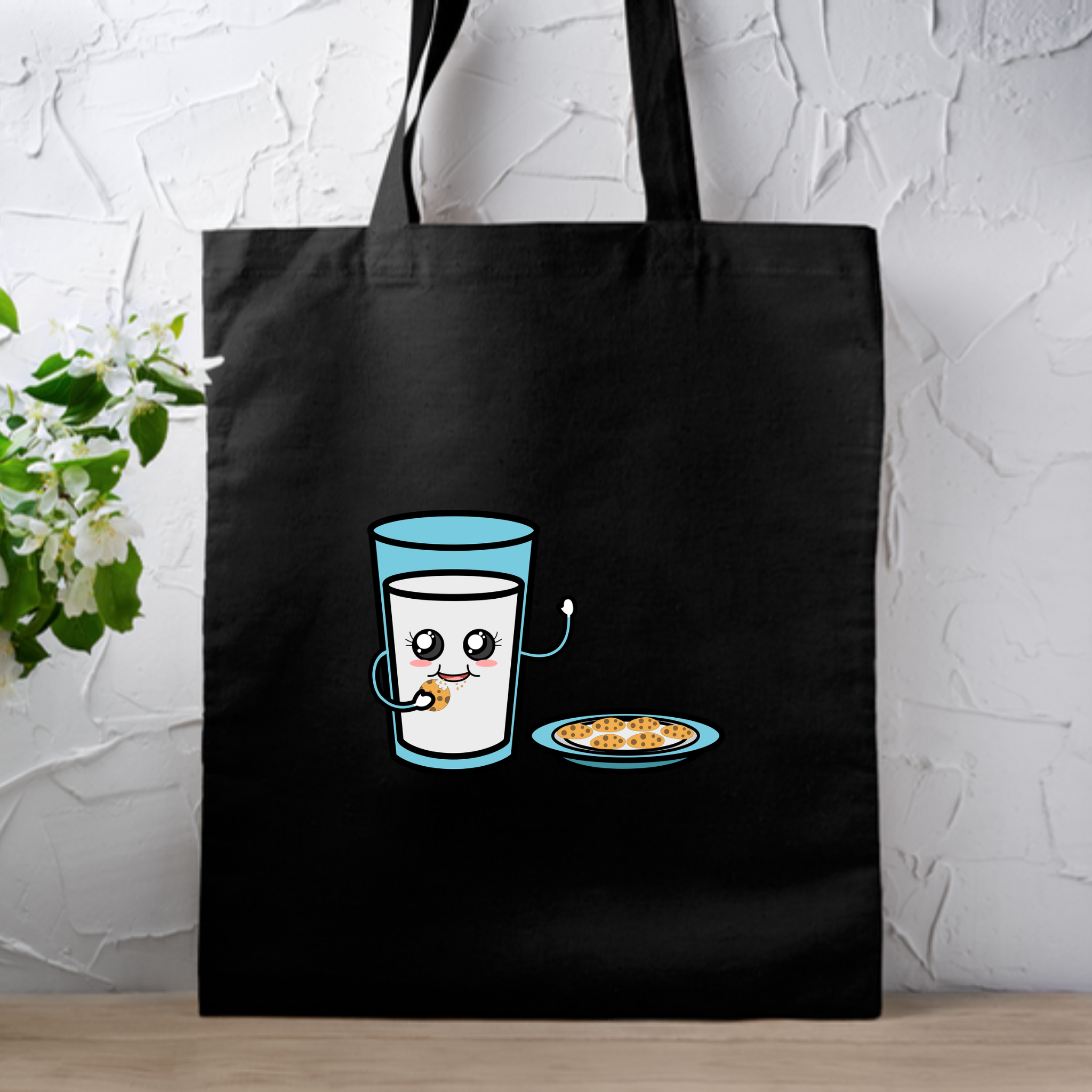 Glass of Milk Eating Cookies Tote Bag
