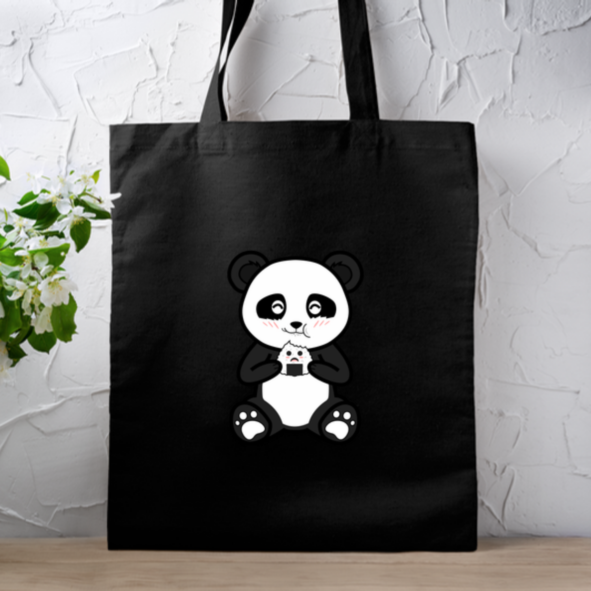 Panda Eating Rice Cake Tote Bag