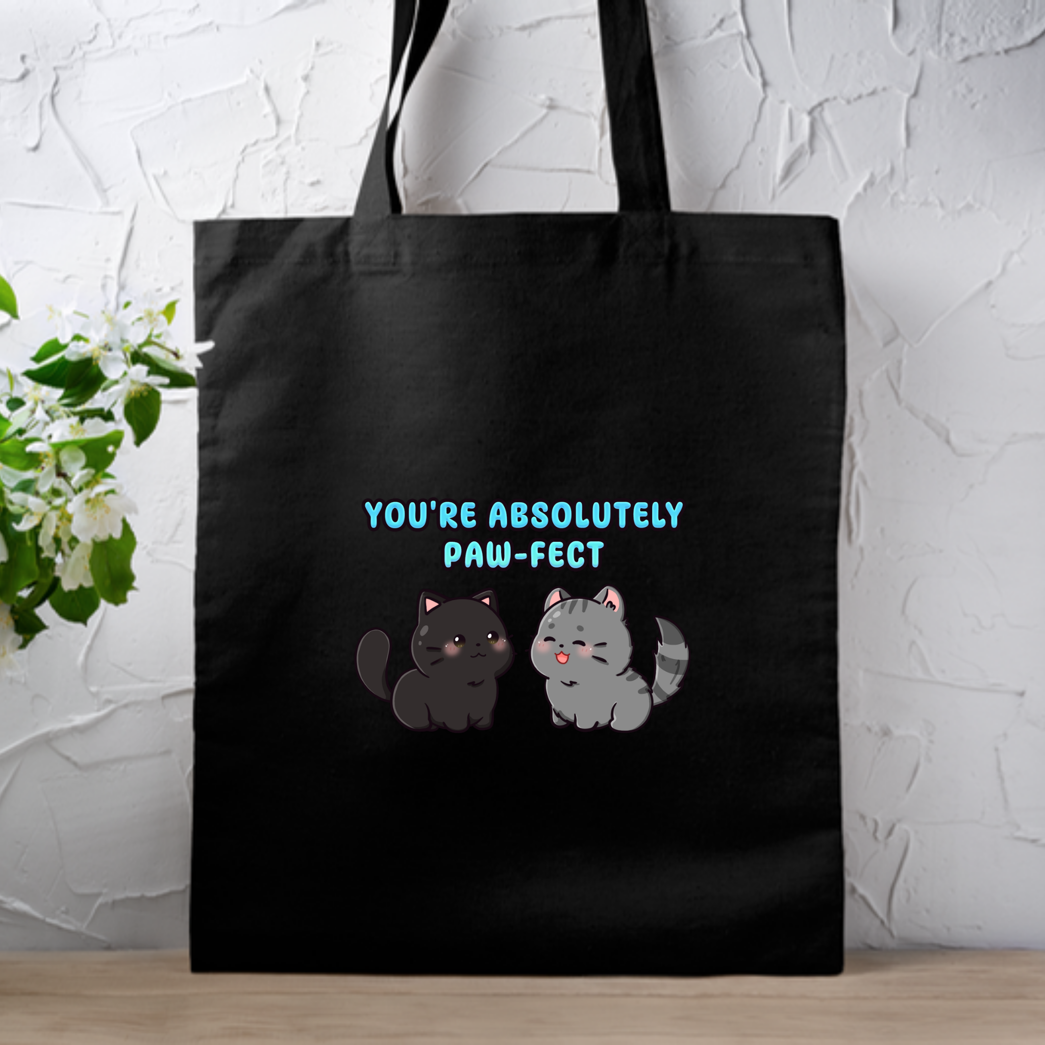 You're Absolutely Paw-Fect Cat Couple Tote Bag