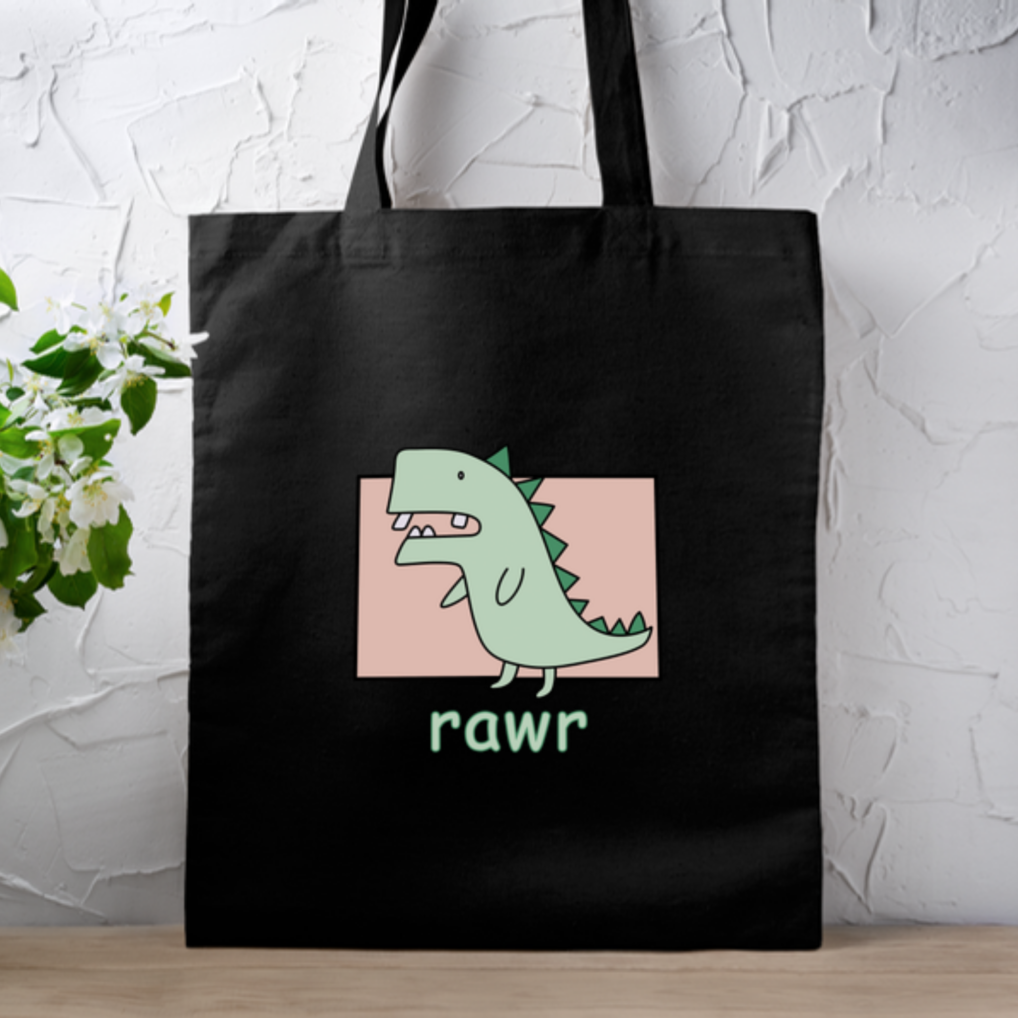 rawr Crooked Toothed T-rex Tote Bag