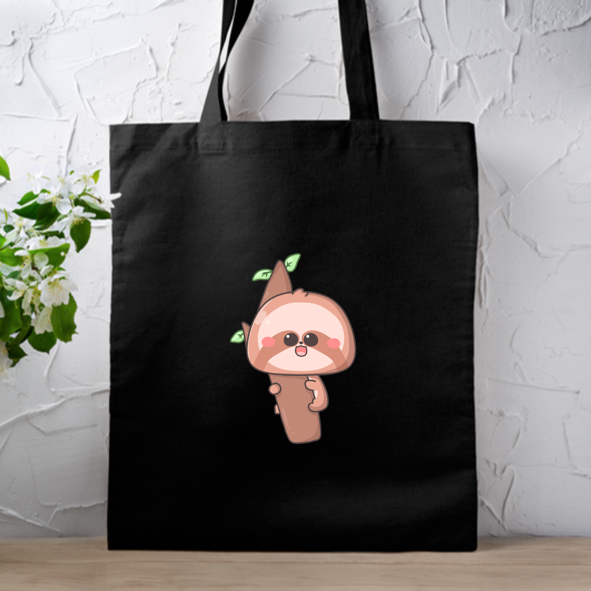 Baby Sloth on a Tree Branch Tote Bag
