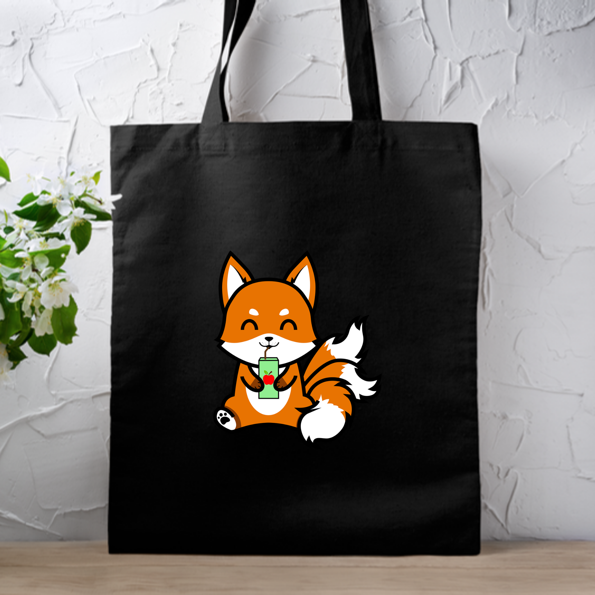3-Tailed Fox Drinking Apple Juice Tote Bag