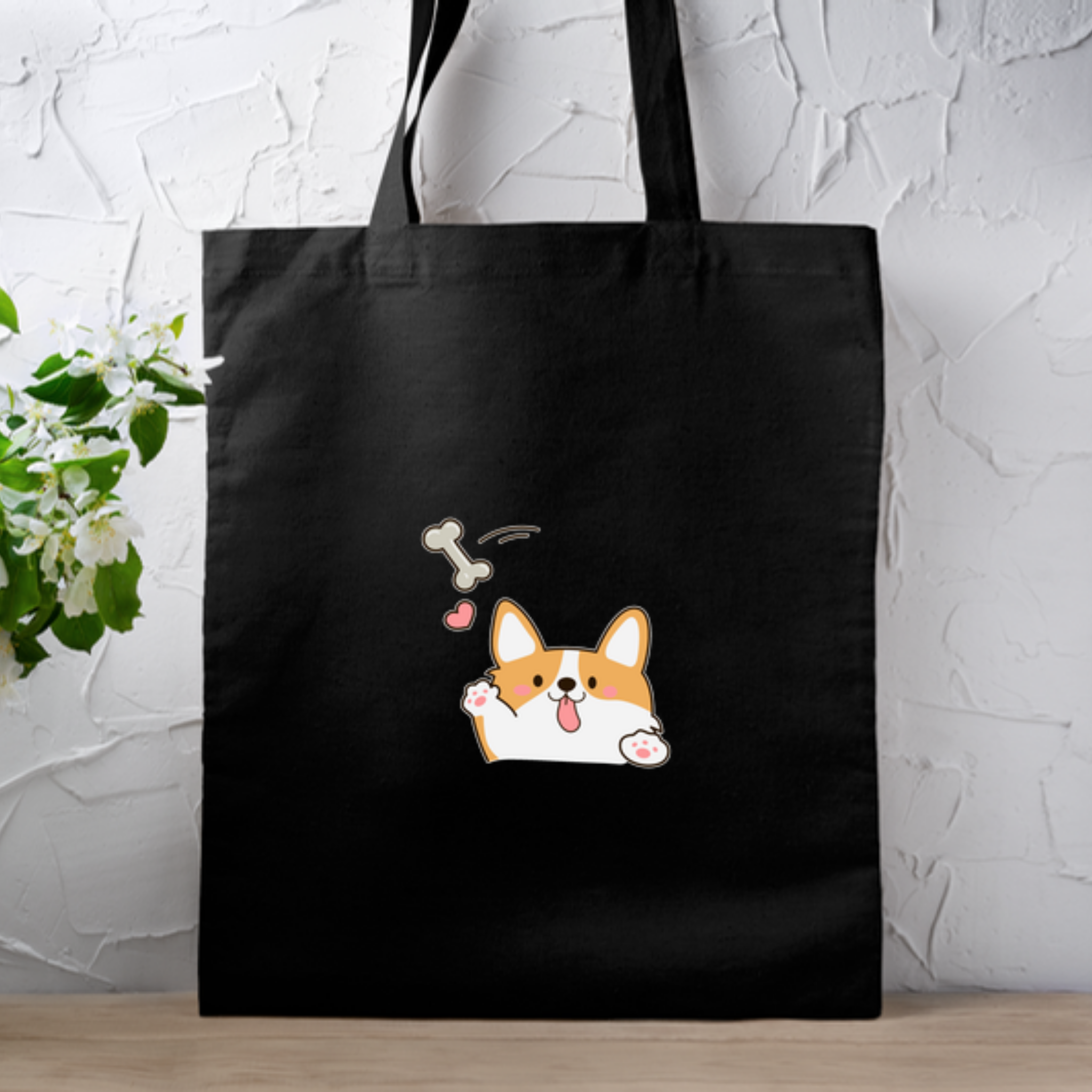 Dog Fetching Bone Tote Bag