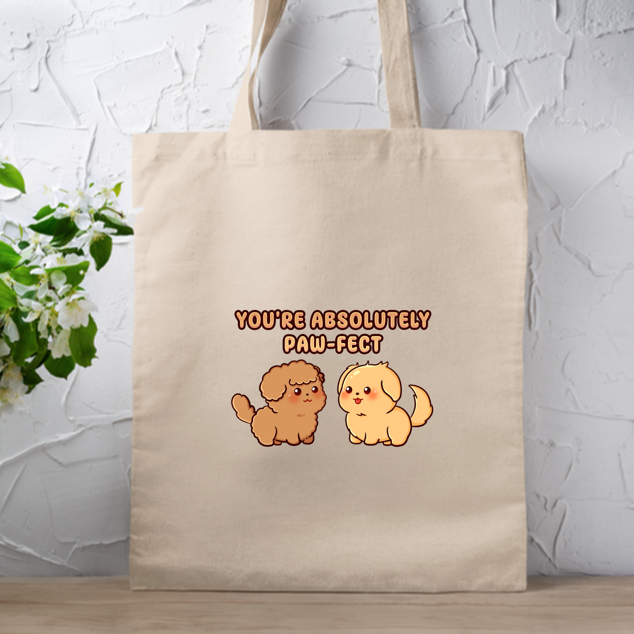 You're Absolutely Paw-Fect Dog Couple - Poodle & Golden Retriever Tote Bag