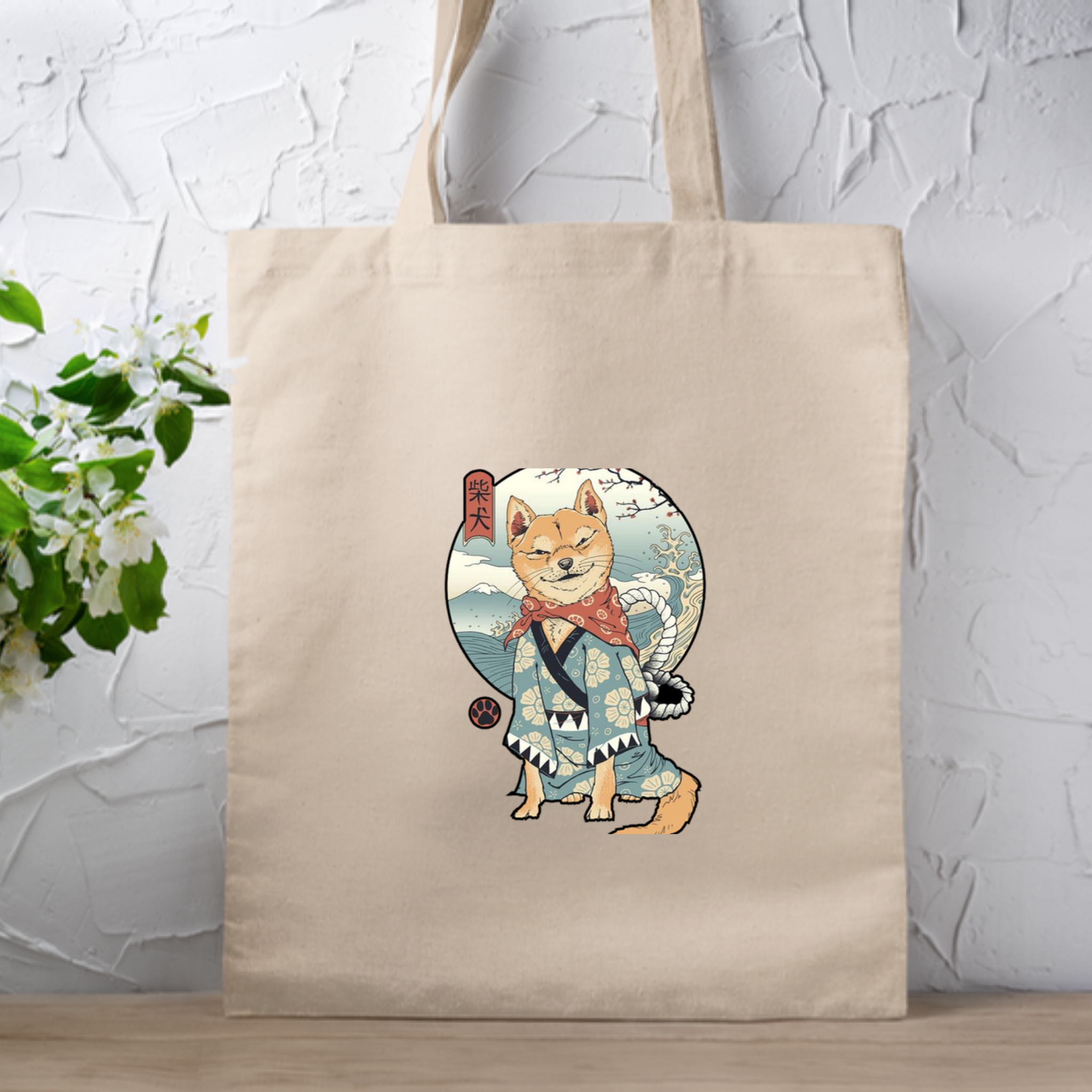 Japanese Samurai Shiba Inu Tote Bag