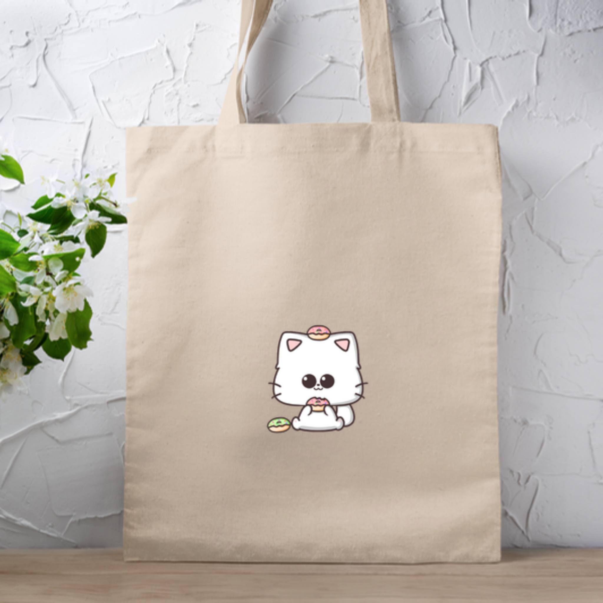 Kitten Eating Donuts Tote Bag
