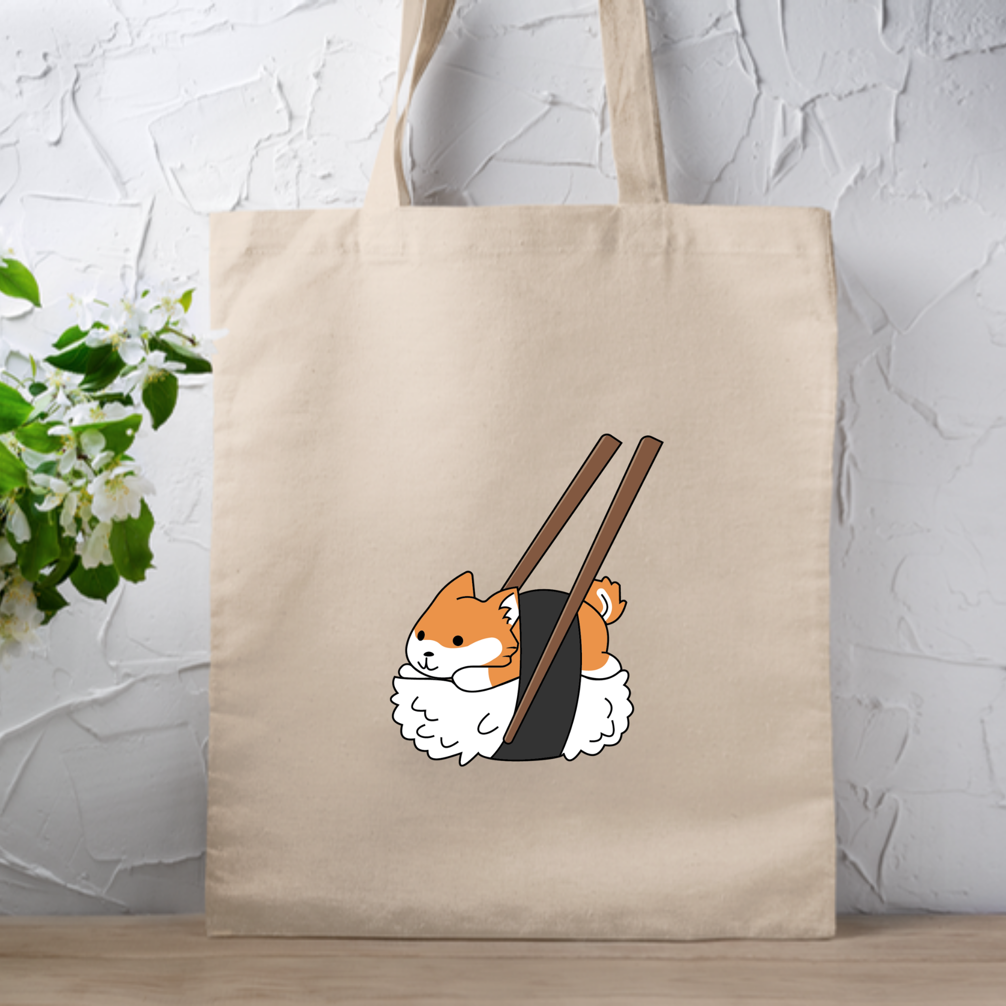 Shiba Inu Sushi with Chopsticks Tote Bag