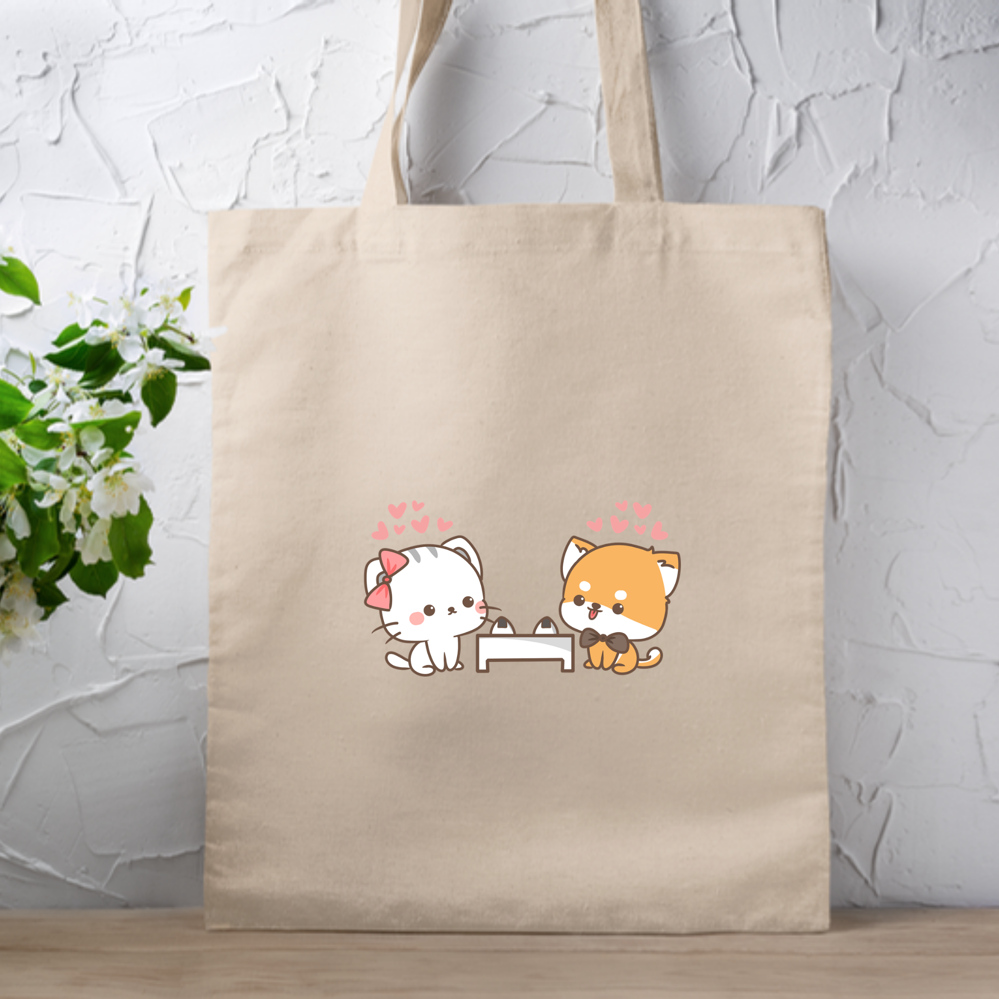 Cat and Dog Sushi Date Tote Bag