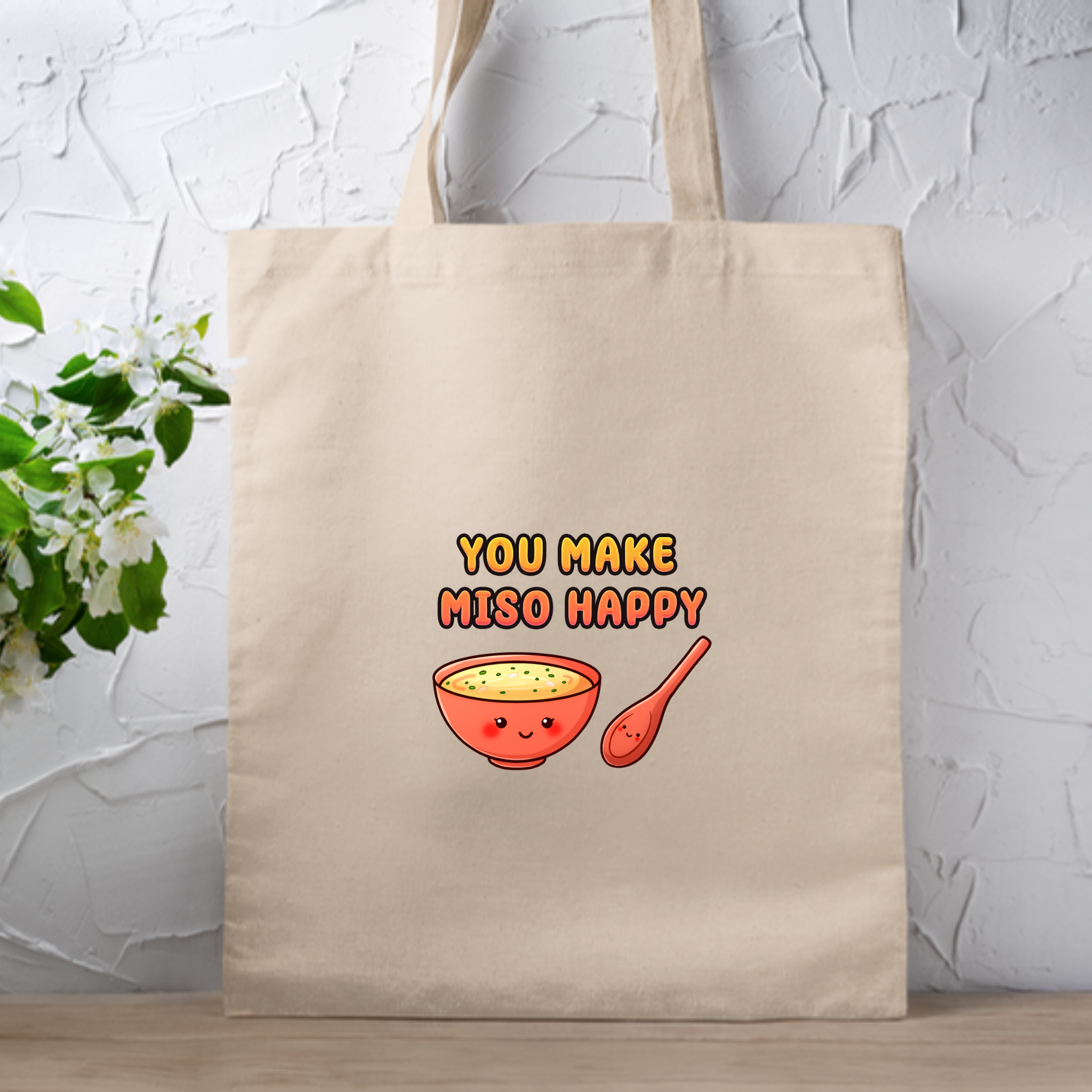 You Make Miso Happy Miso Soup and Spoon Couple Tote Bag