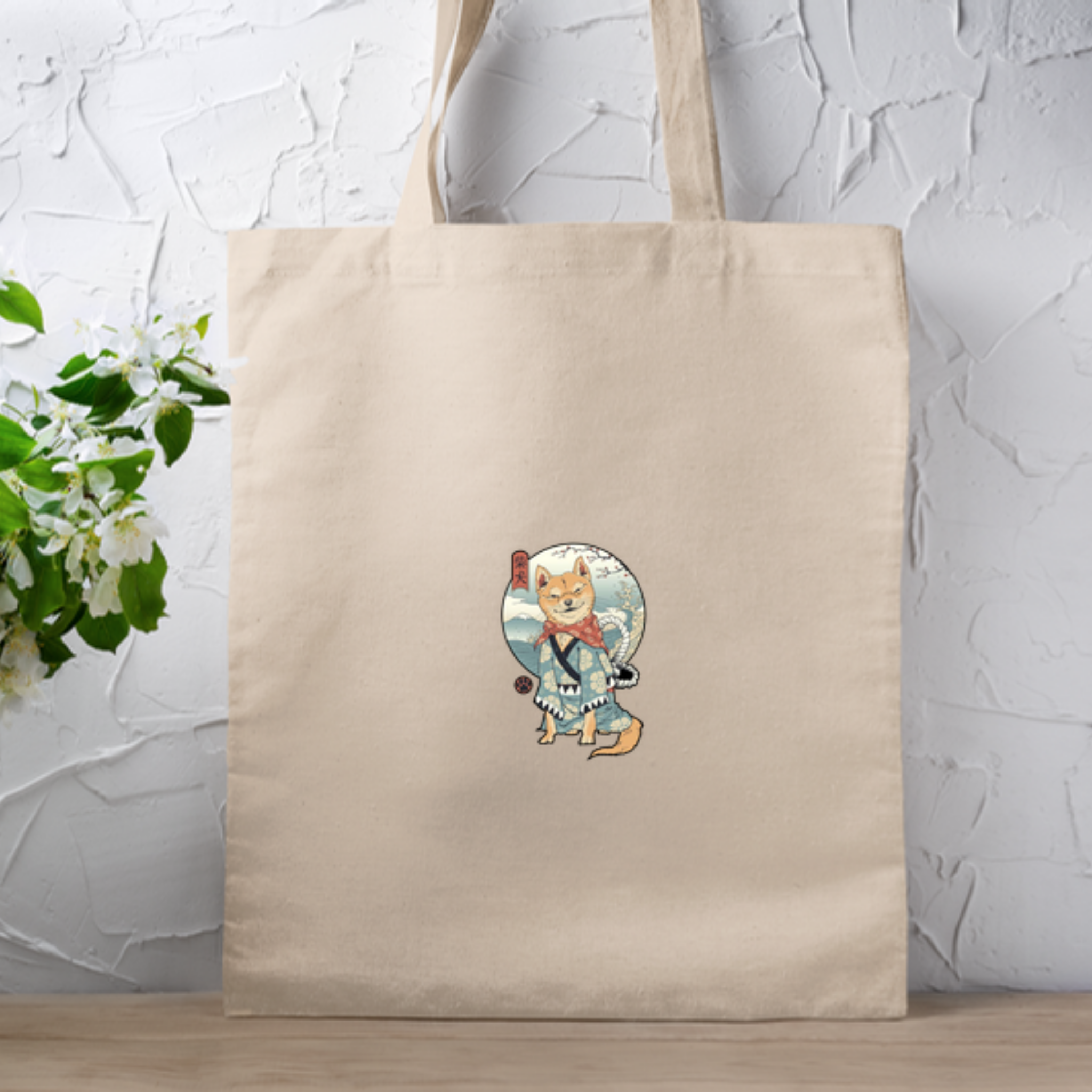 Japanese Samurai Shiba Inu Tote Bag