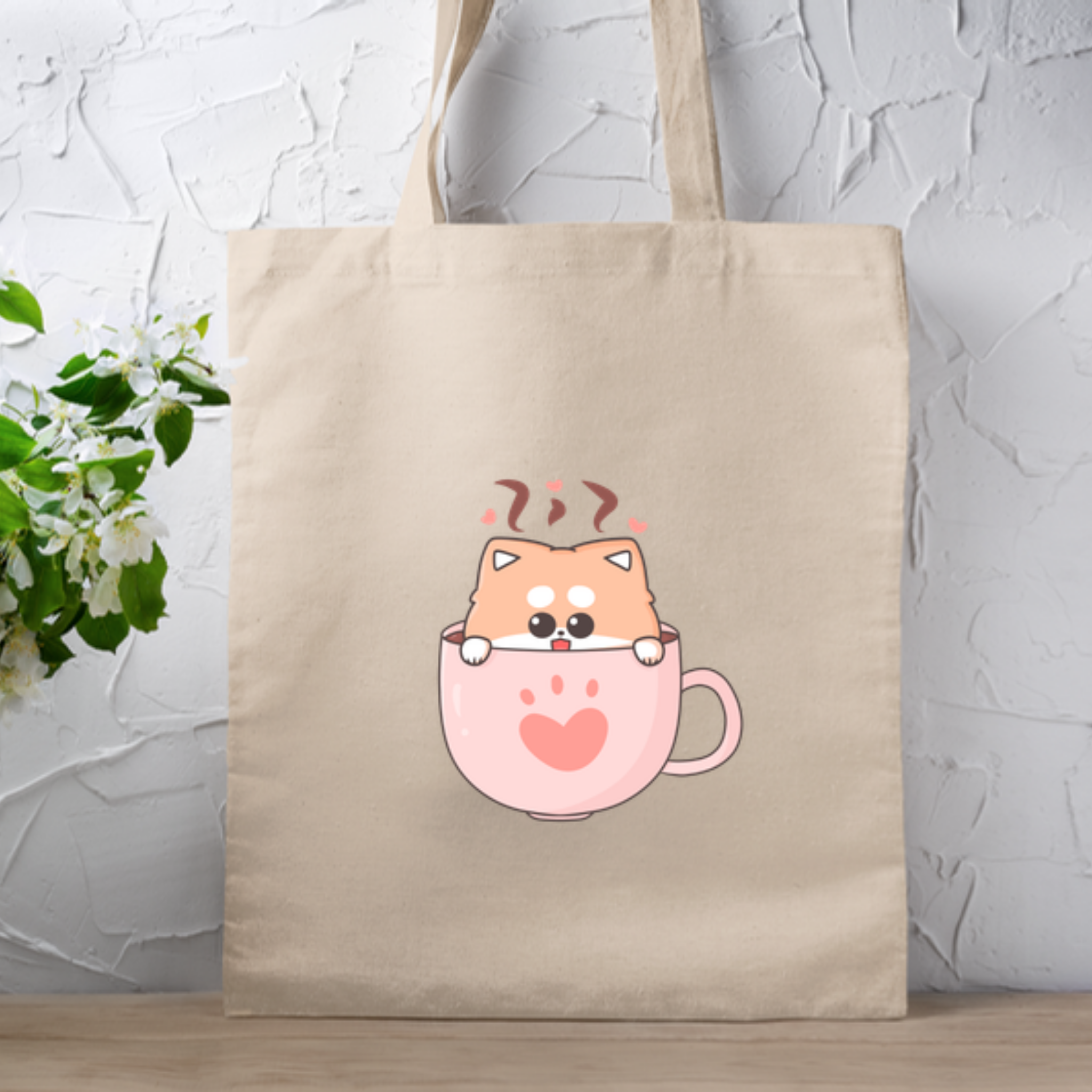 Puppy in a Teacup Tote Bag