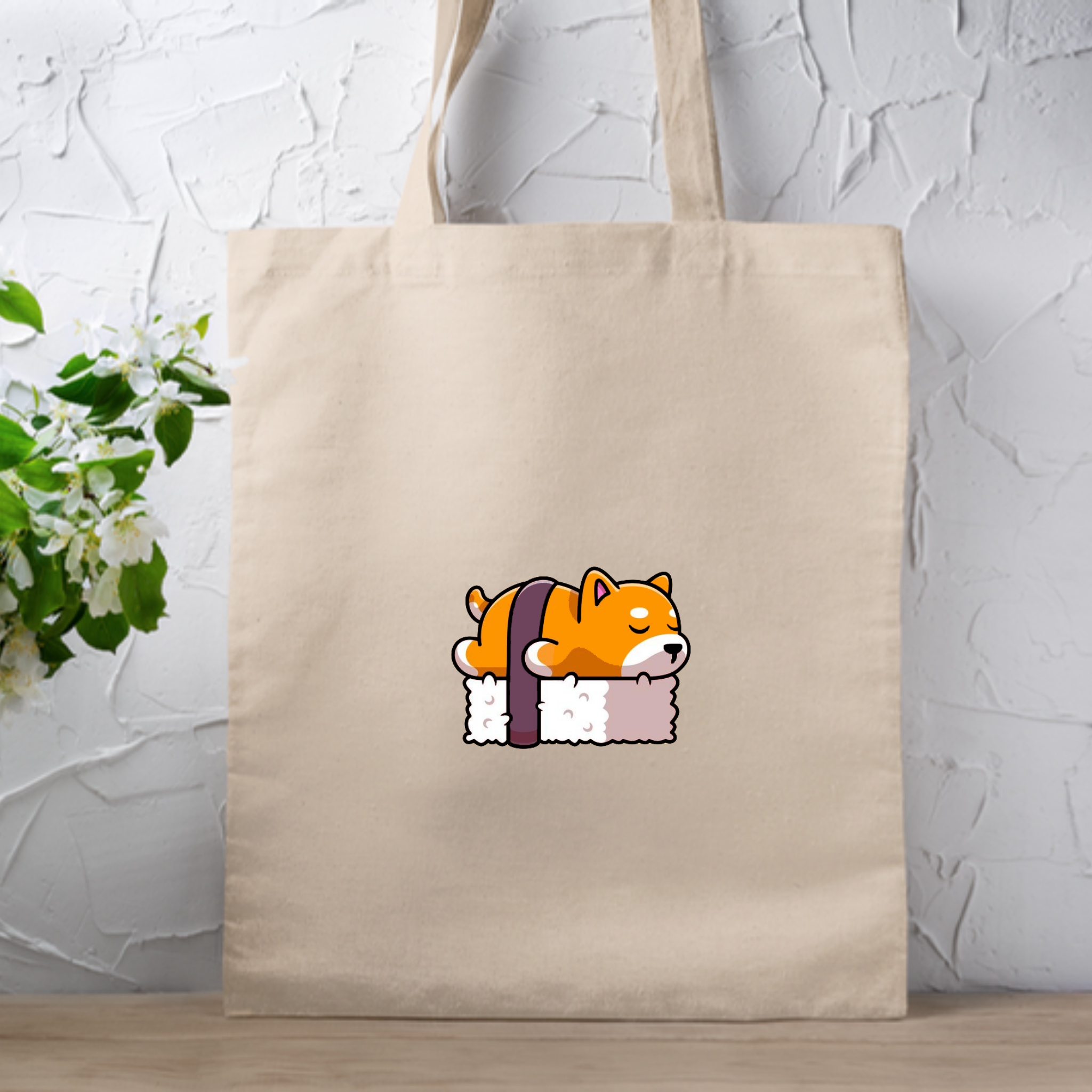 Dog Sleeping on Sushi Tote Bag