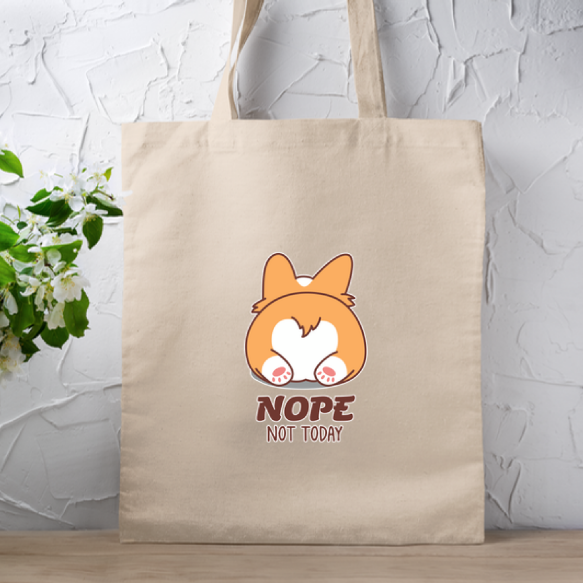 Nope Not Today Dog Butt Tote Bag