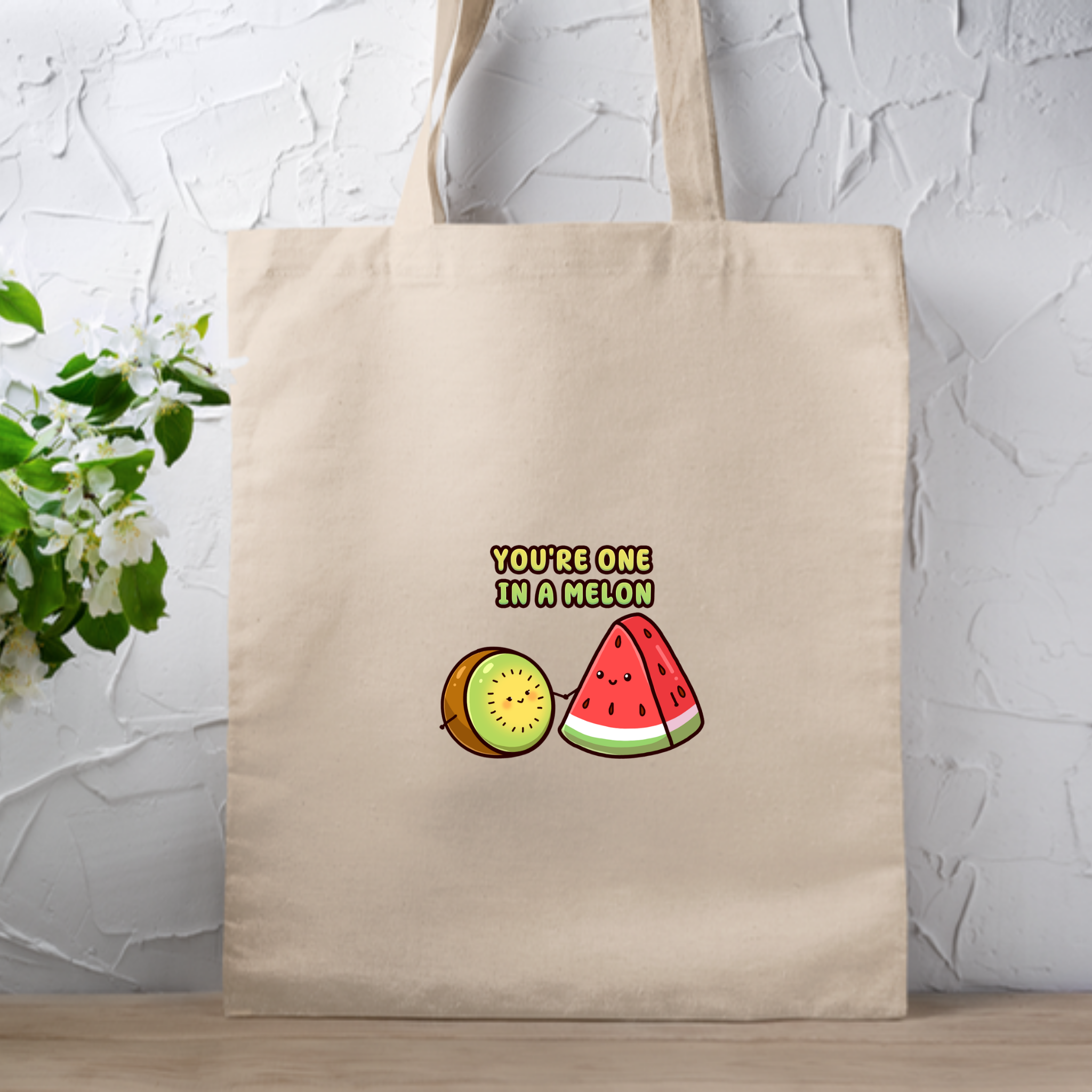 You're One in a Melon Kiwi and Watermelon Couple Tote Bag