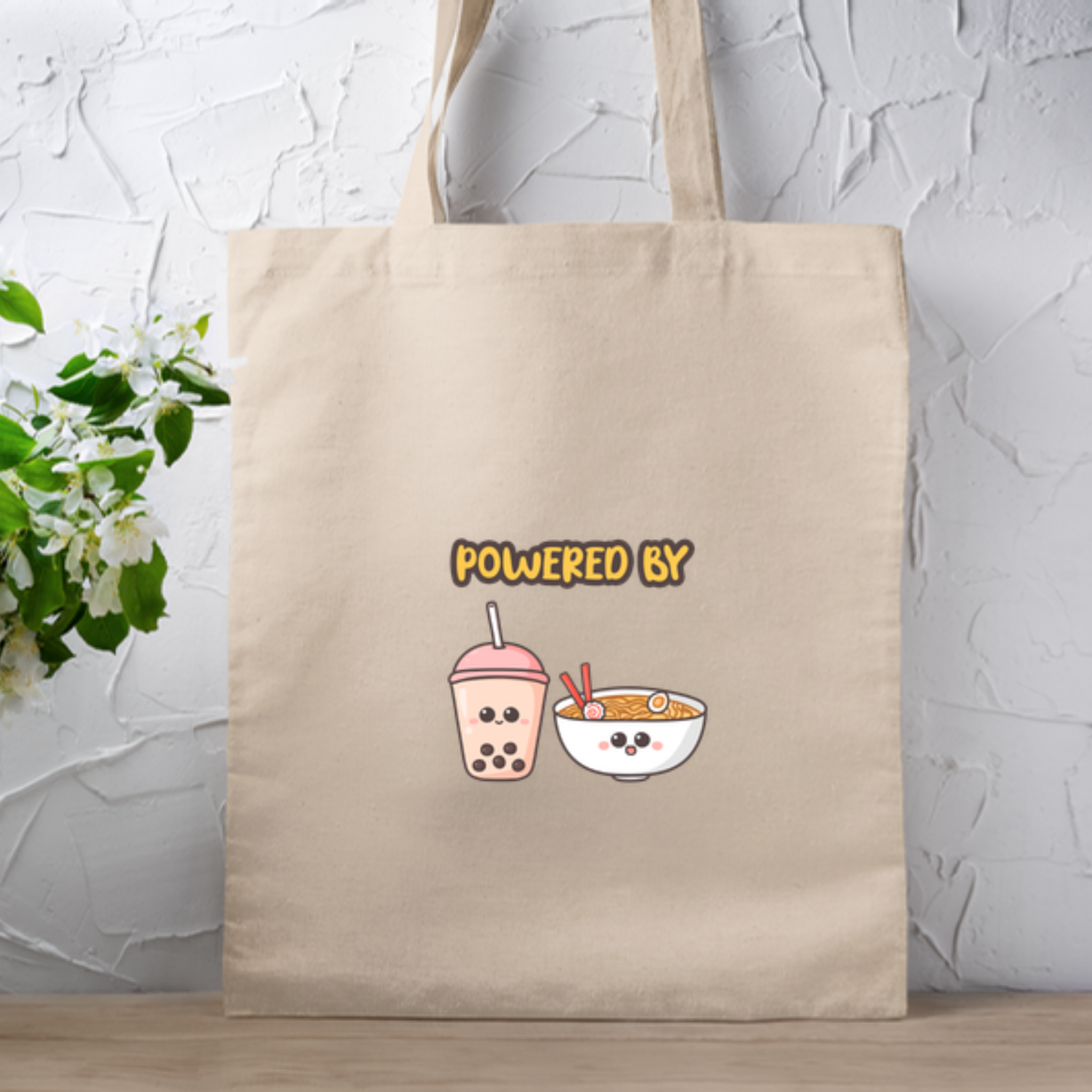 Powered by Boba Tea and Ramen Tote Bag