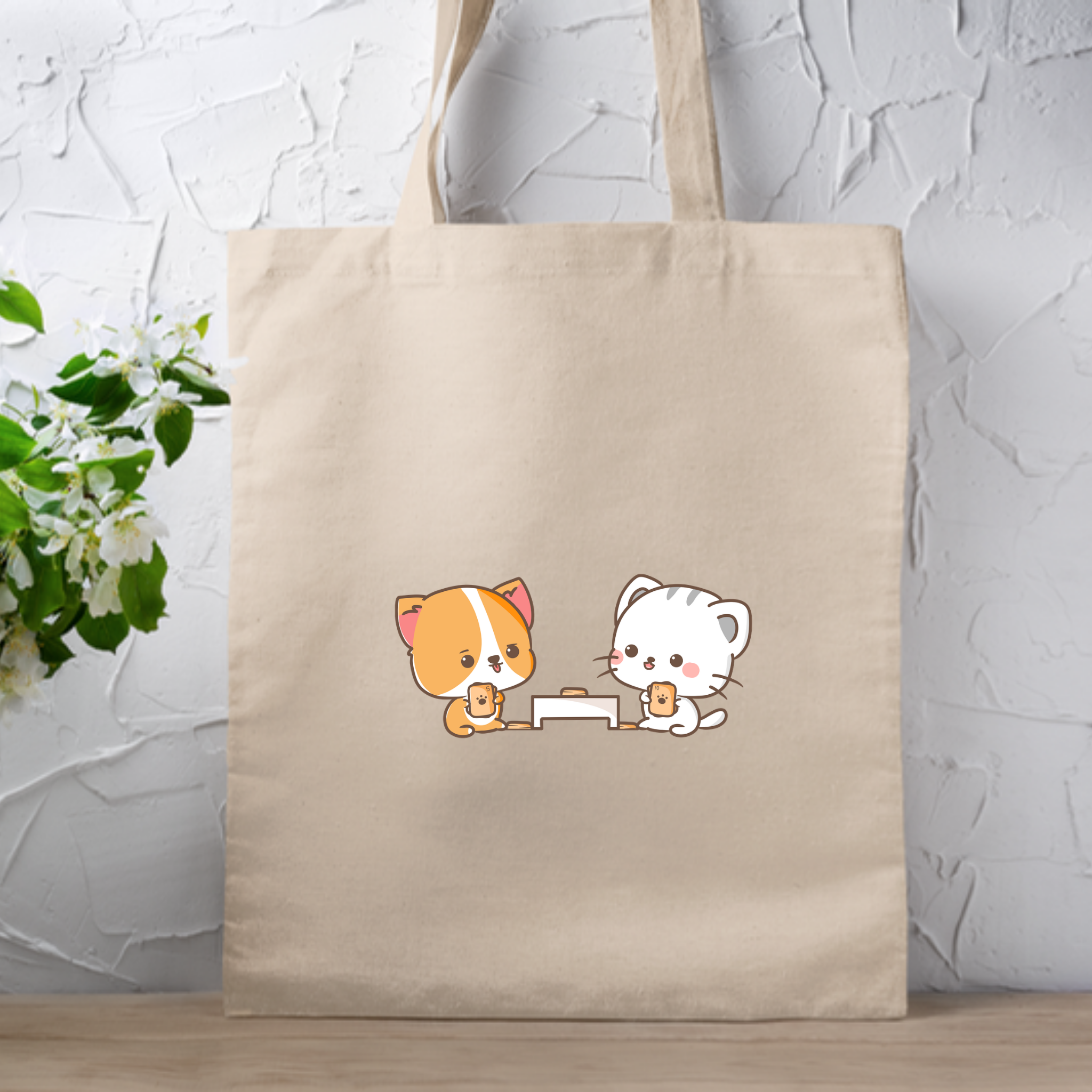 Cat and Dog Playing Cards Tote Bag