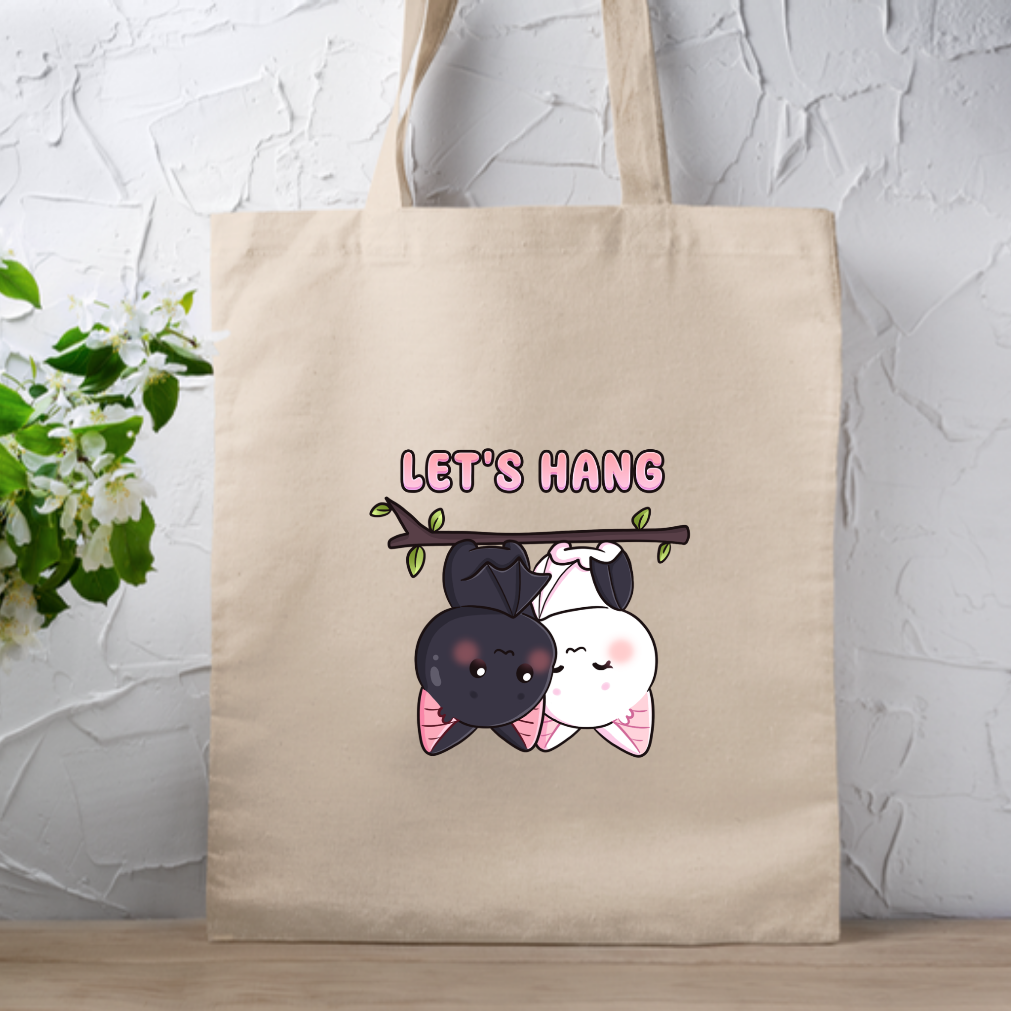 Let's Hang Bat Couple Tote Bag