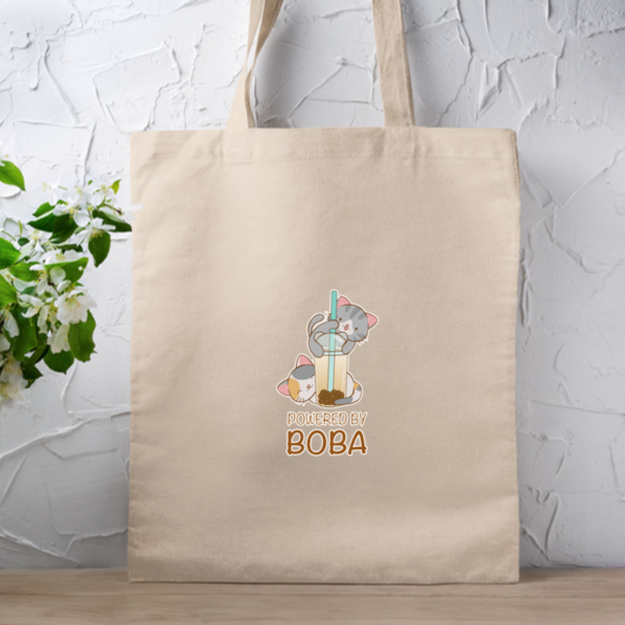 Powered by Boba Kittens Tote Bag