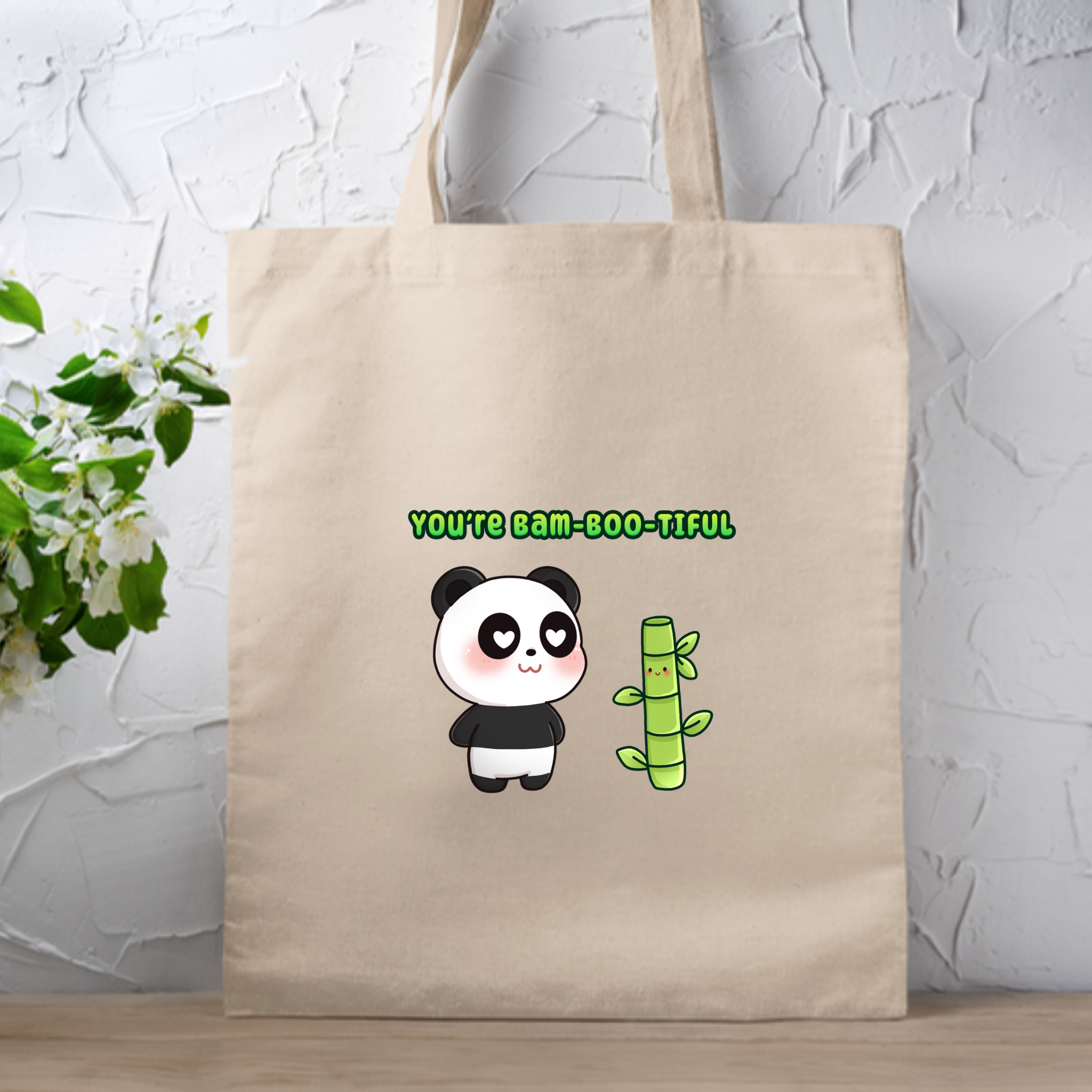 You're Bam-Boo-Tiful Panda and Bamboo Couple Tote Bag