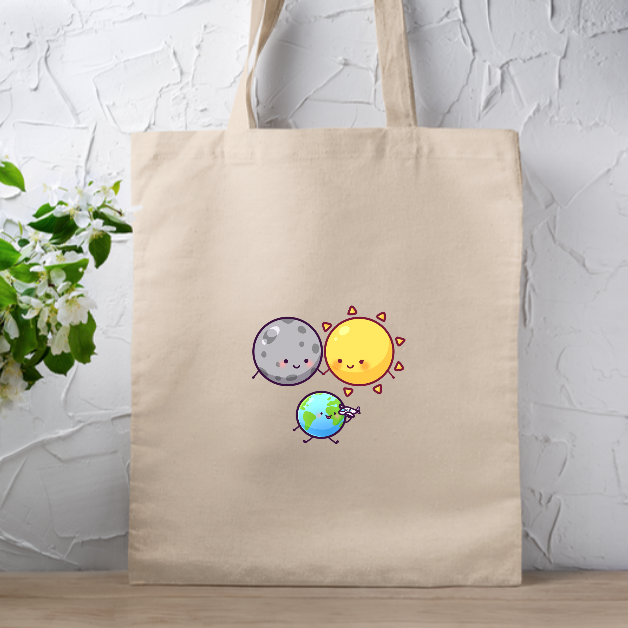 Sun Moon and Earth Family Tote Bag