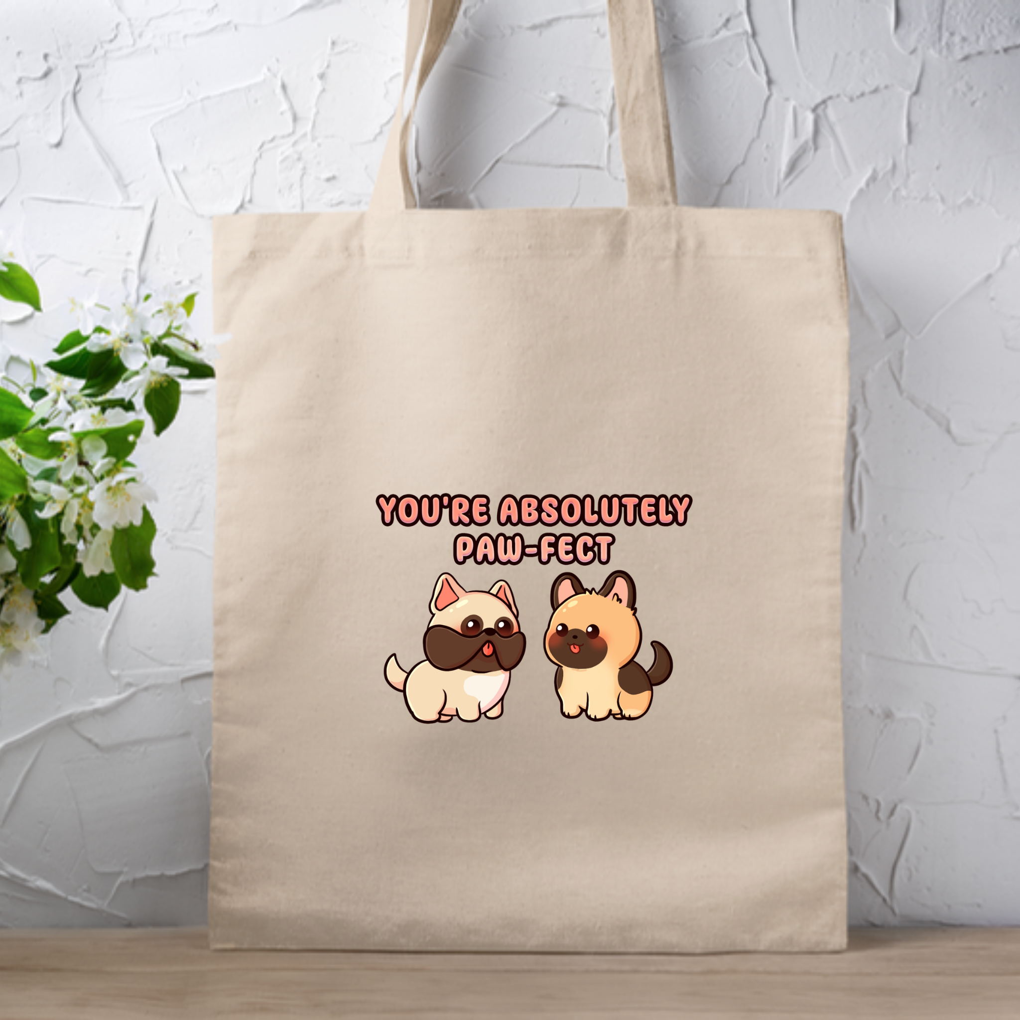 You're Absolutely Paw-fect Dog Couple - French Bulldog & German Shephard Tote Bag