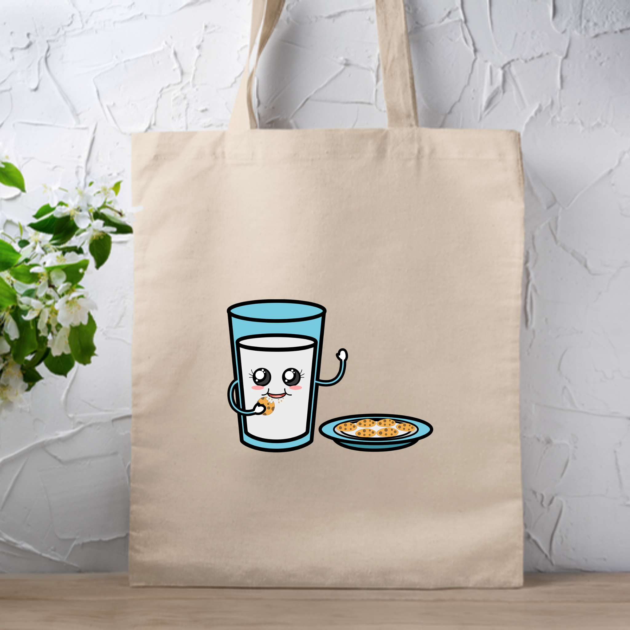 Glass of Milk Eating Cookies Tote Bag