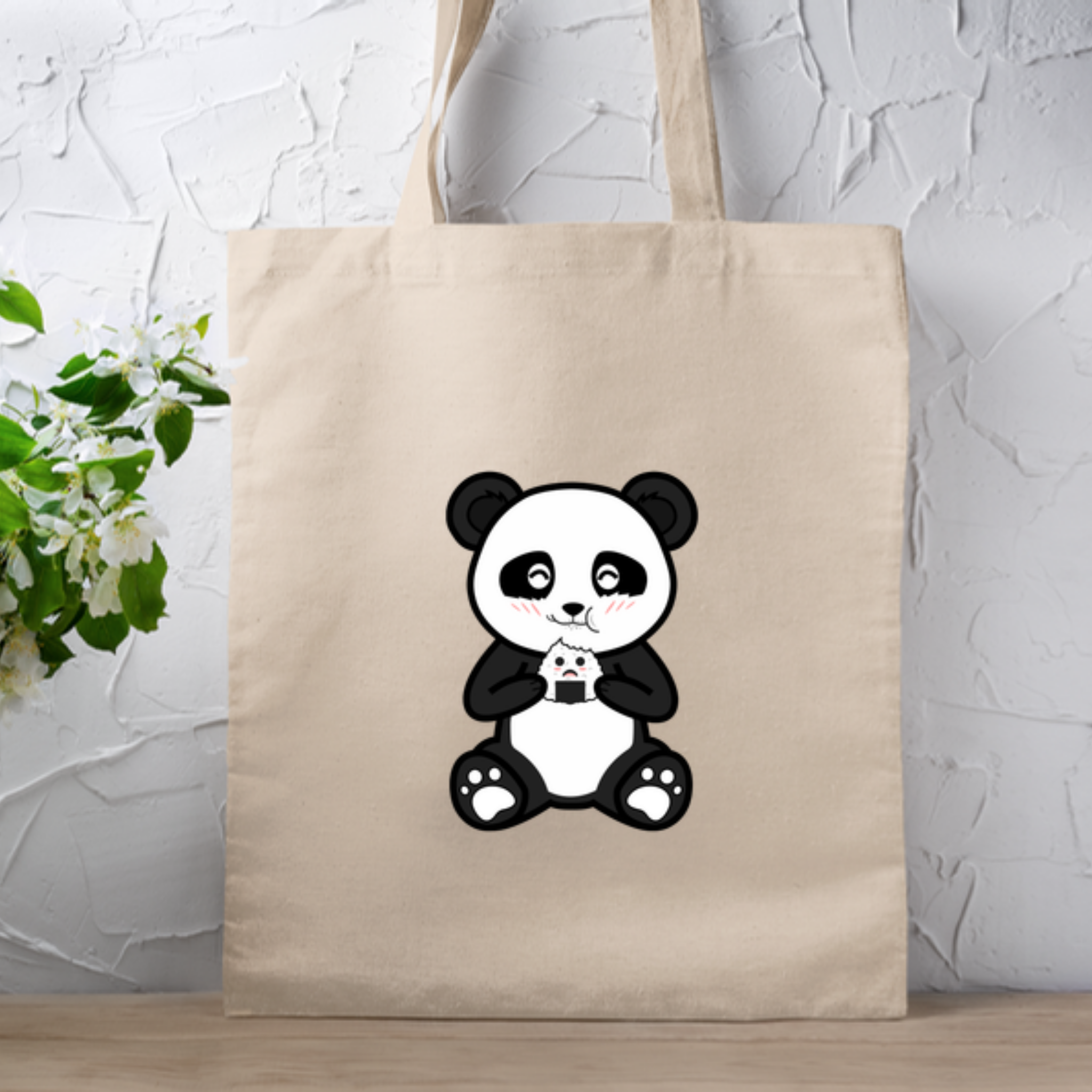 Panda Eating Rice Cake Tote Bag
