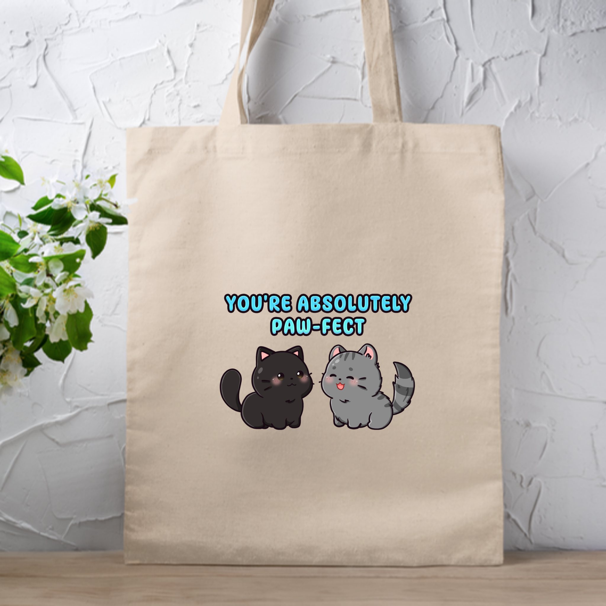 You're Absolutely Paw-Fect Cat Couple Tote Bag