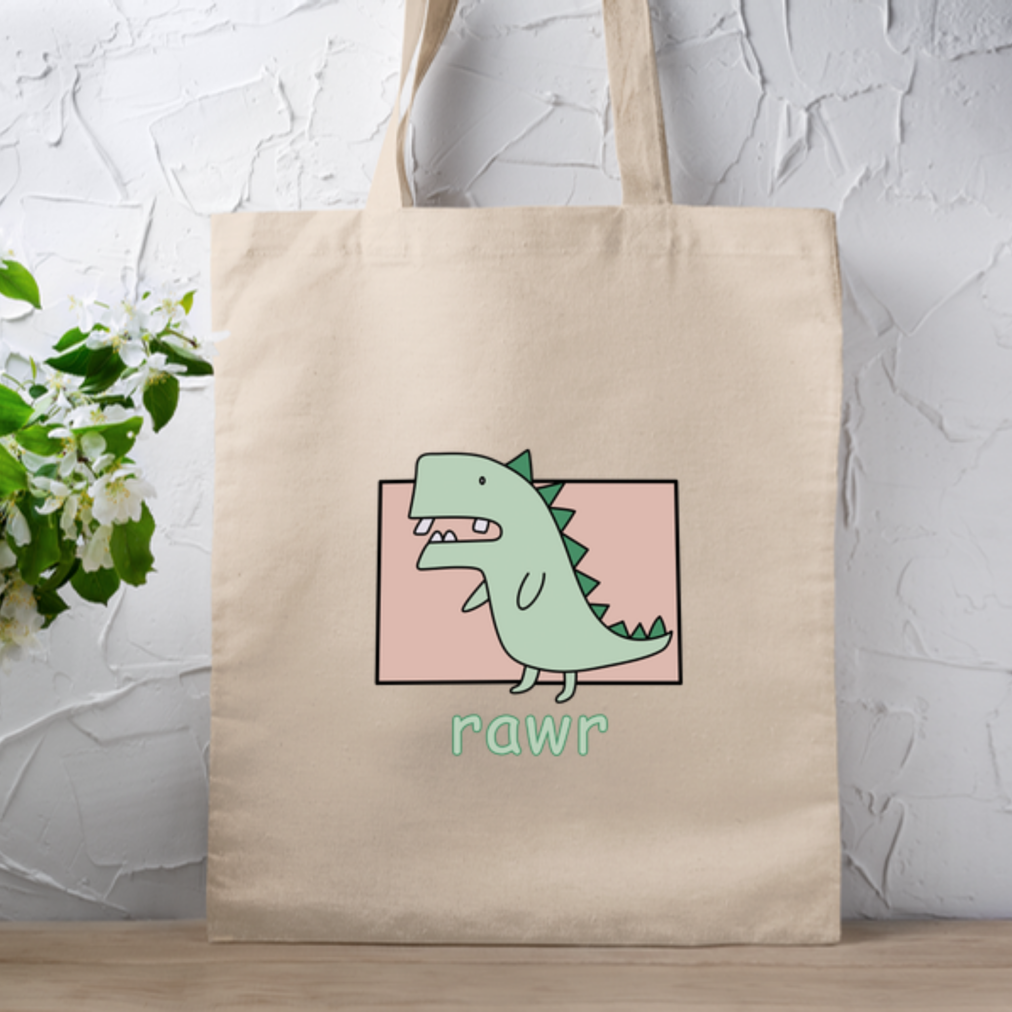 rawr Crooked Toothed T-rex Tote Bag
