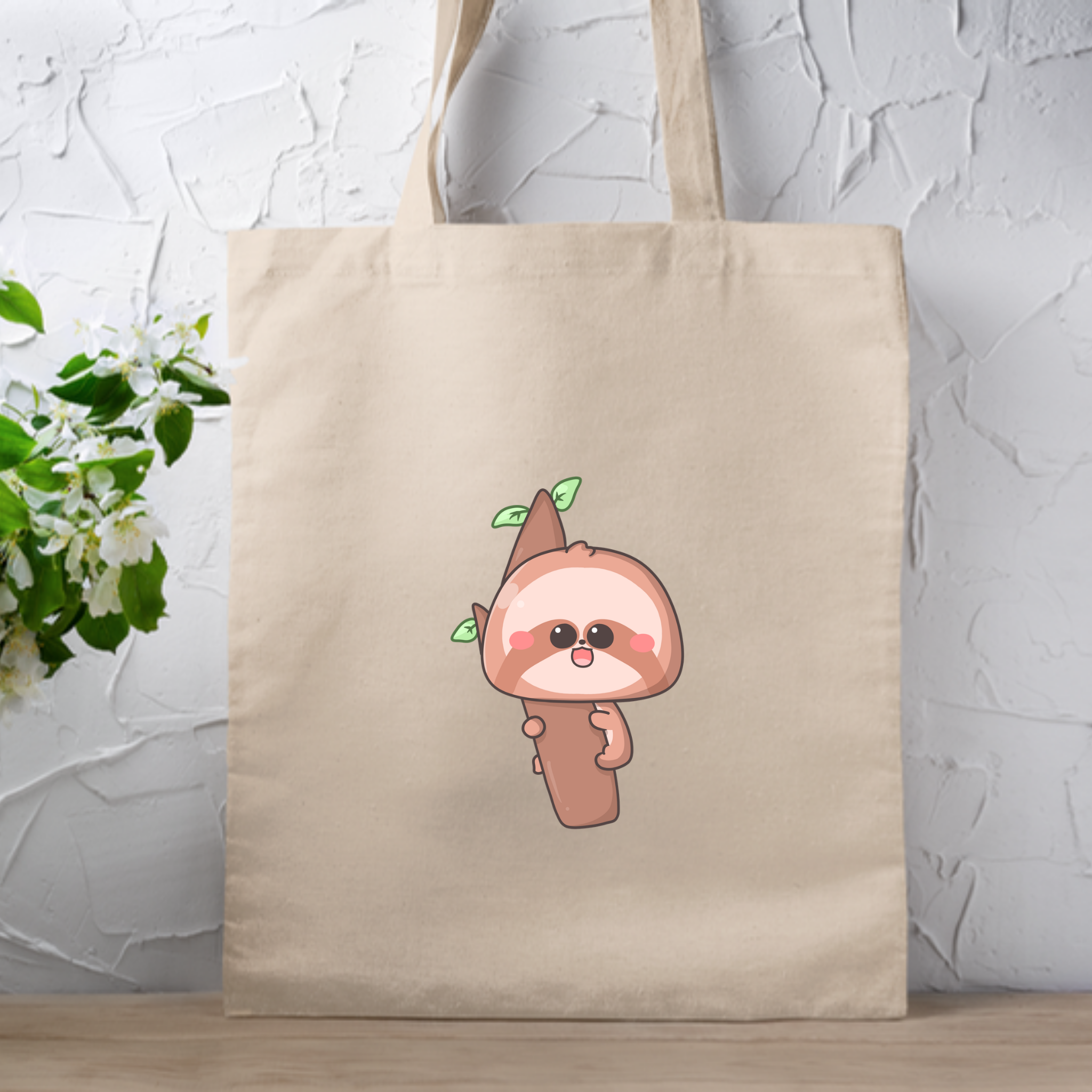 Baby Sloth on a Tree Branch Tote Bag
