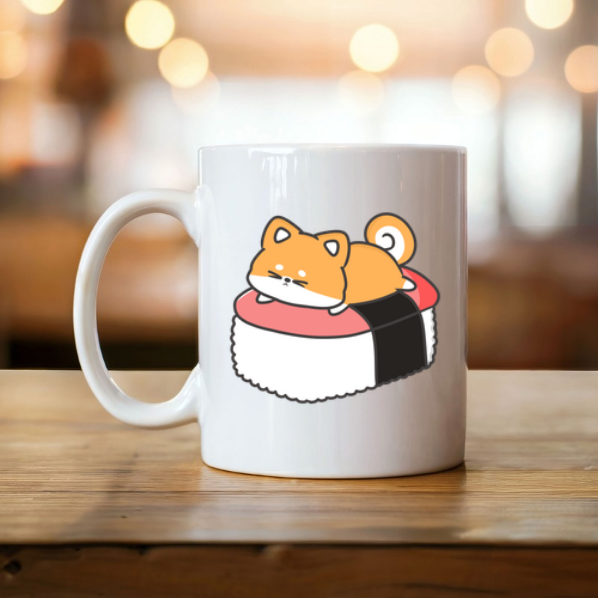 Puppy on Sushi Bed Mug