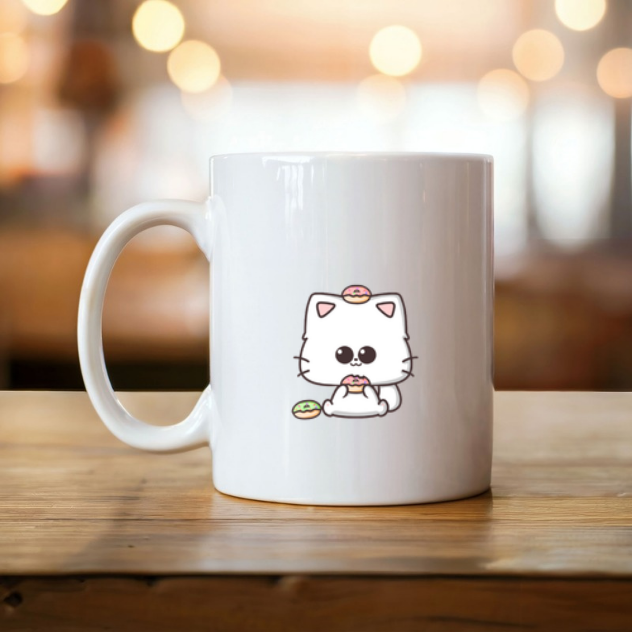 Kitten Eating Donuts Mug